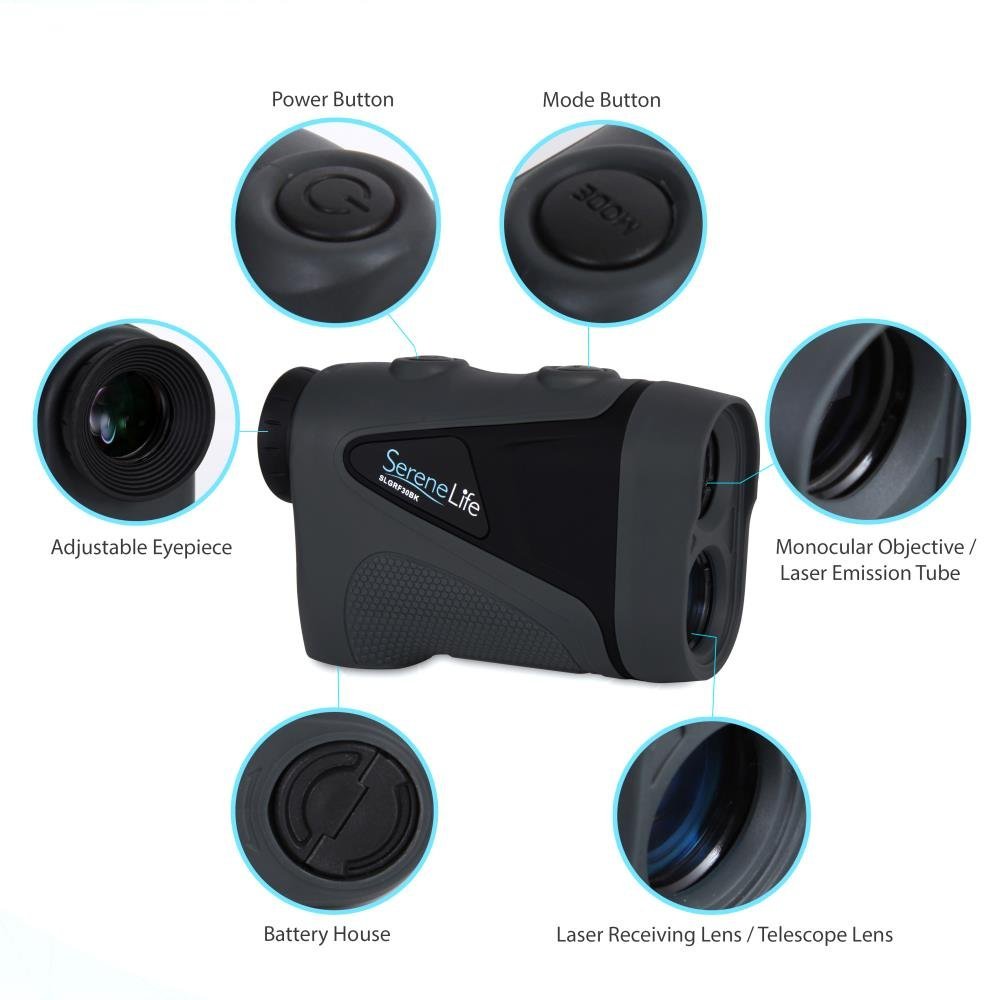 SereneLife Advanced Golf Laser Rangefinder with PinSensor Technology - Waterproof Digital Golf Distance Measurer (540 Yards) - High Precision Optical View - Perfect for Tournament Play & Course Practice