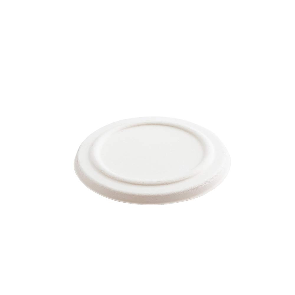 Pulp Tek 4.8 x 4.8 Inch Airtight Lids for 9 oz Bagasse Takeout Containers - 100 Pack White Eco-Friendly To-Go Box Lids (Food Containers Sold Separately) | Perfect for Restaurants, Catering & Food Delivery Services