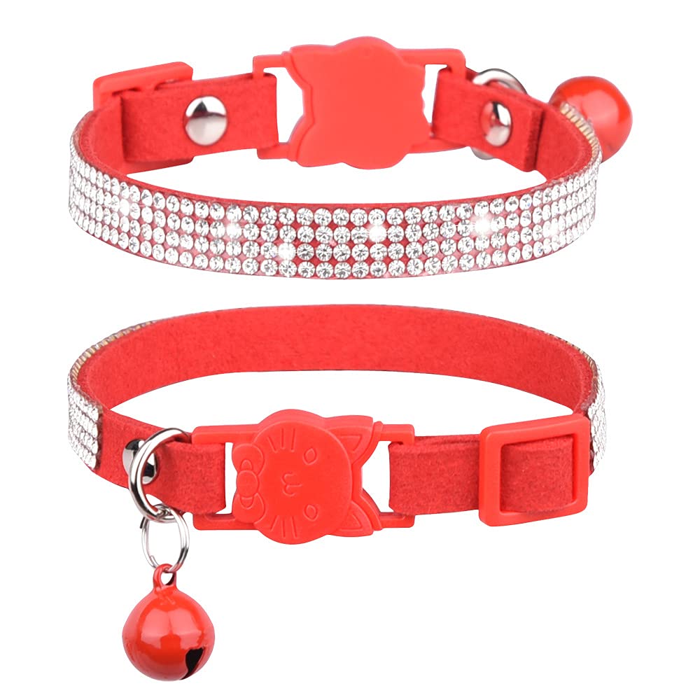 Sparkling Rhinestone Breakaway Dog & Cat Collar with Bell - Adjustable, Soft & Safe Pet Collar for Small Puppies - Perfect for Daily Walks, Grooming & Stylish Pet Fashion Accessories