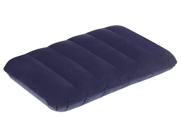 Trendmad Velvet Inflatable Travel Pillow for Neck Support - Soft & Portable Air Pillow for Airplane, Car, Camping (Blue, Pack of 1) - Perfect for Long Flights, Road Trips & Outdoor Adventures