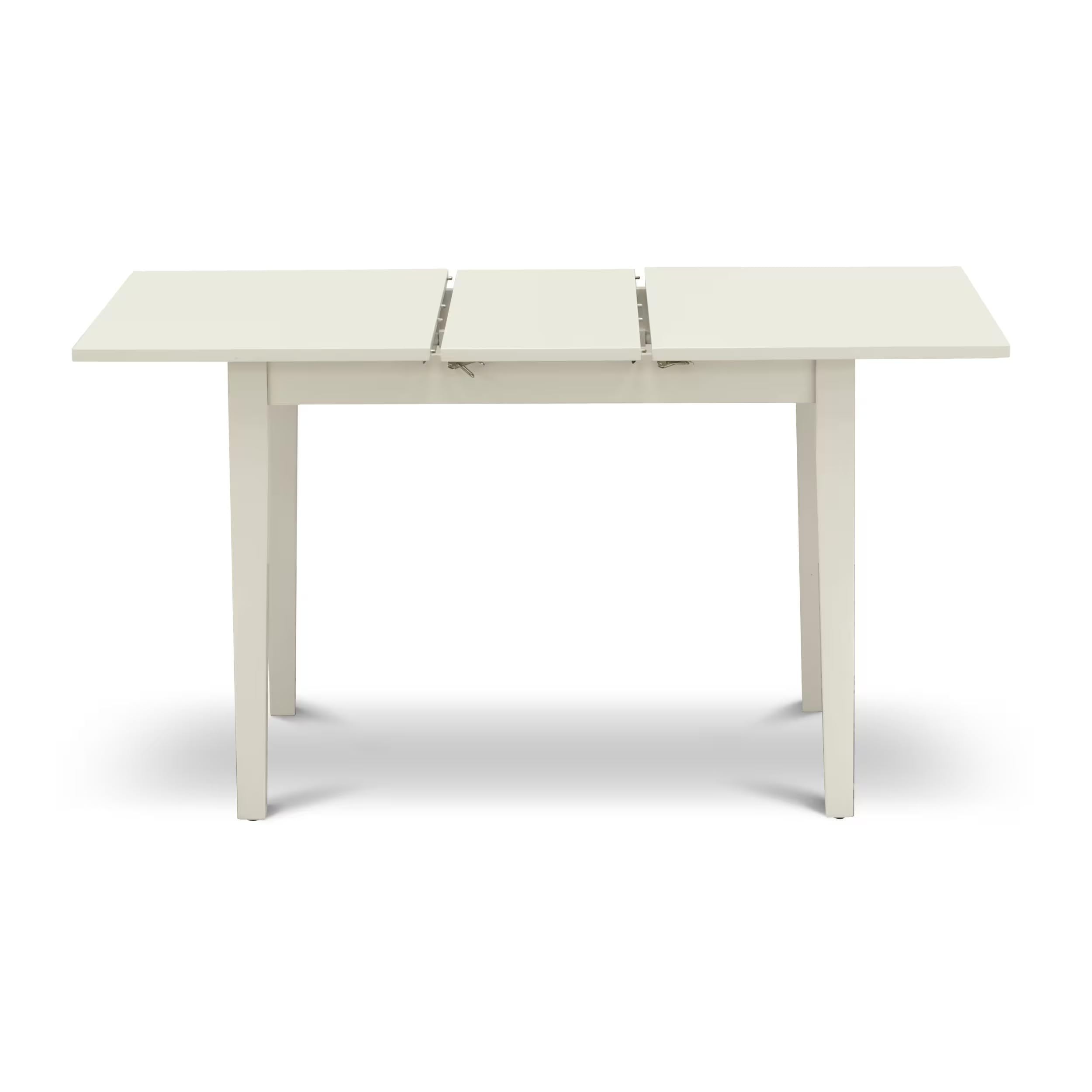 East West Furniture 5-Piece Modern Dining Room Set - 32x54 Inch Rectangle Wooden Table with Butterfly Leaf & 4 White Faux Leather Chairs - Linen White - Perfect for Small Spaces, Apartments & Contemporary Home Decor