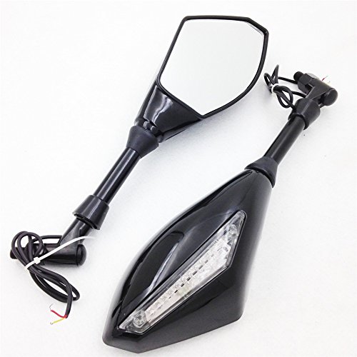 SMT-Integrated LED Turn Signal Side Mirrors - Gloss Black - Compatible with Street Bikes | Enhanced Visibility & Safety for Night Riding & Urban Commuting