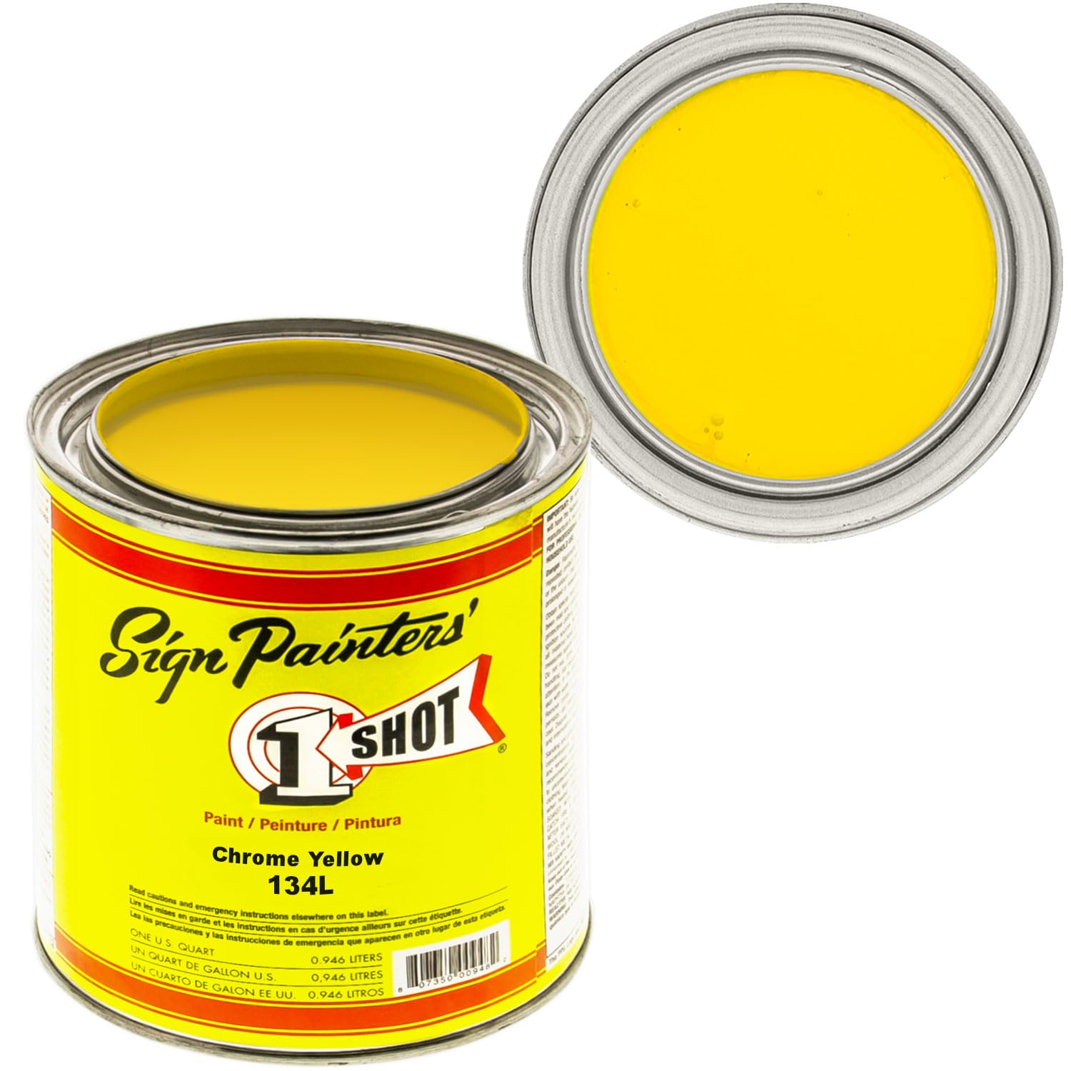 1 Shot Lettering Chrome Yellow Pinstriping Enamel Paint - 1 Quart (32 oz) for Automotive, Motorcycle & Sign Painting - High Gloss, Durable Finish for Custom Lettering & Pinstriping