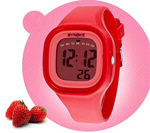 LED Digital Watch for Kids & Adults - Sport Silicone Band - Red (Perfect for School & Outdoor Activities)