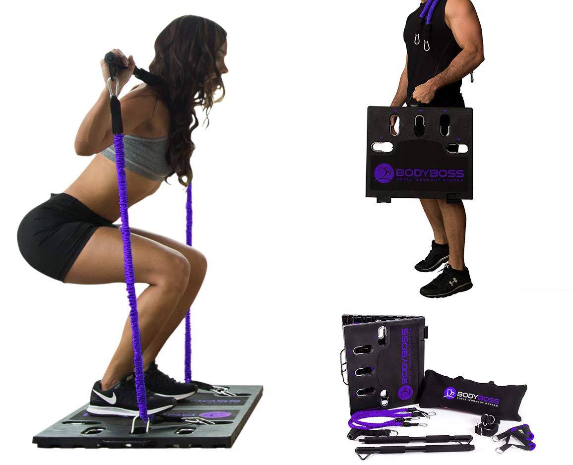 Portable Home Gym 2.0 - Complete Workout Equipment Set with Resistance Bands (Includes 2 Extra Bands, Purple) - Perfect for Home Fitness, Small Spaces & Travel Workouts