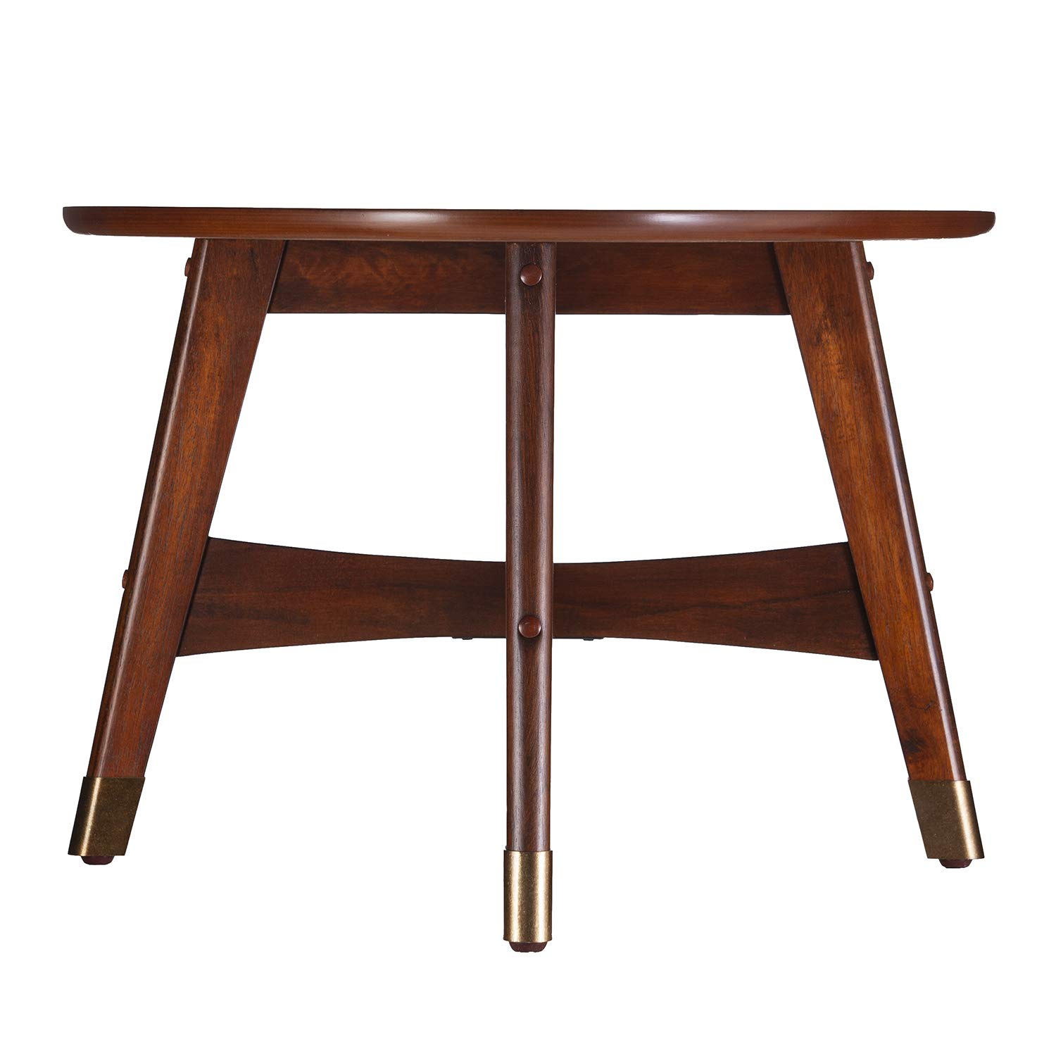 SEI Furniture Rhoda Oval Coffee Table - Dark Sienna & Antique Brass Finish | Modern Living Room Center Table for Small Spaces | Perfect for Home Decor, Coffee Table Books & Living Room Accent