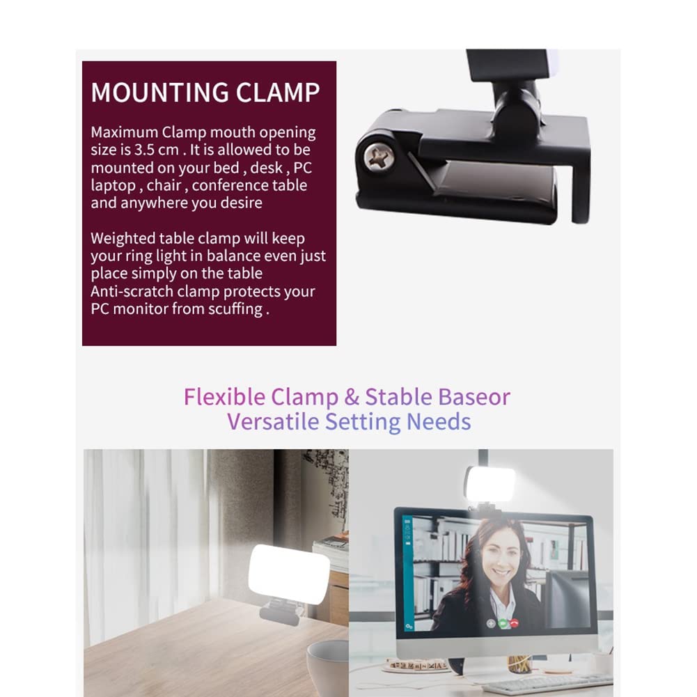 ANNJUC Mini Video Light - Adjustable LED Webcam Lamp for Conference Calls, Selfie Photography, Streaming & YouTube Videos (Portable & Dimmable) - Perfect for Zoom Meetings, TikTok Videos & Home Office Setup