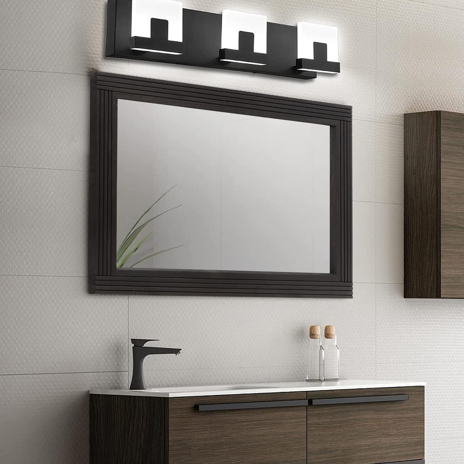 YOSOOT Handmade Wooden Wall Mirror - Rustic Farmhouse Bathroom Vanity Mirror with Solid Wood Frame, Vertical or Horizontal Hanging - Perfect for Bathroom Decor, Bedroom Vanity & Farmhouse Wall Art