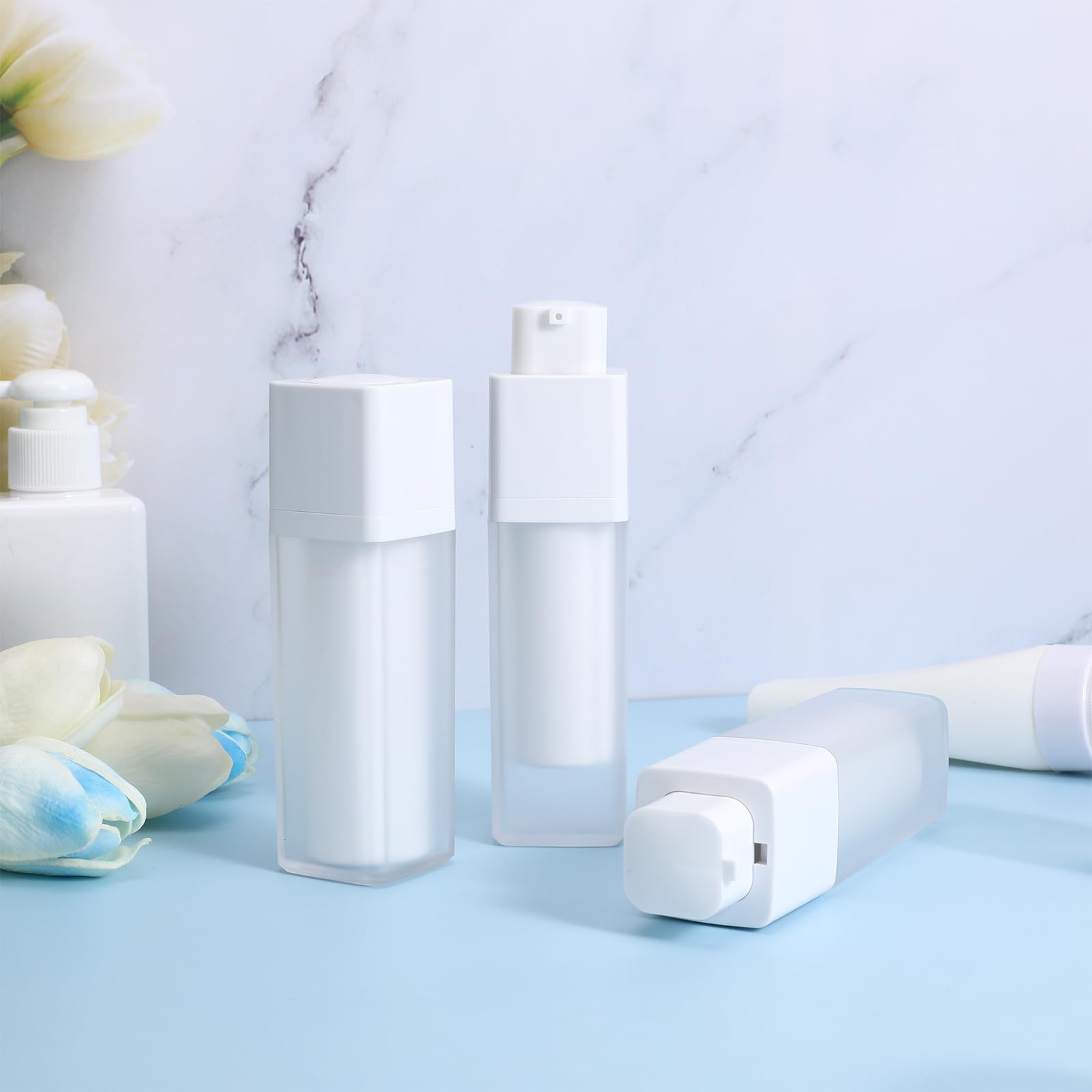 3pcs 30ml Empty Airless Pump Bottles - Refillable Travel Cosmetic Containers for Lotion, Cream, Makeup & Toiletries | Leak-Proof Plastic Dispenser for Skincare, Beauty Products & Travel Essentials