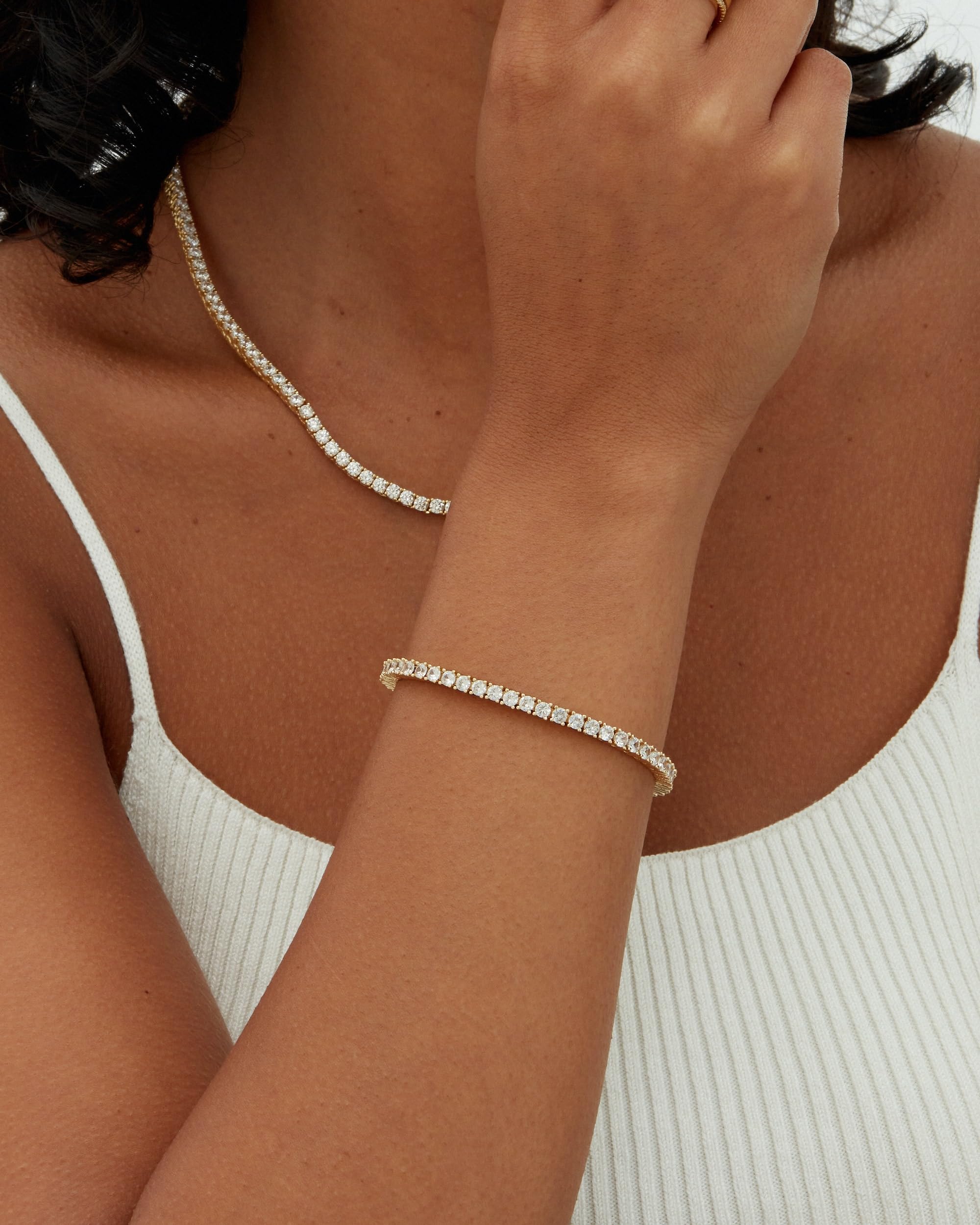 PAVOI 14K Gold Plated 3mm Cubic Zirconia Tennis Bracelet for Women | Classic Elegant Gold Bracelet | Adjustable 6.5-7.5 Inch | Perfect for Weddings, Parties & Everyday Wear