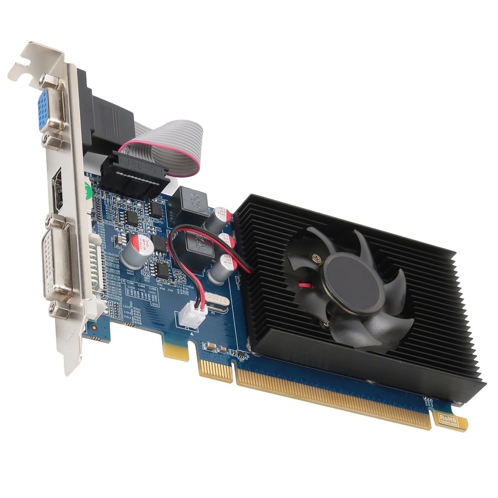 Dpofirs HD6450 2GB DDR3 64bit PCI Express 3.0 Graphics Card for Desktop Computers - AMD Chip, Silent Cooling for Office Work & Casual Gaming | Perfect for Business PCs, Home Theaters & Light Gaming Setups