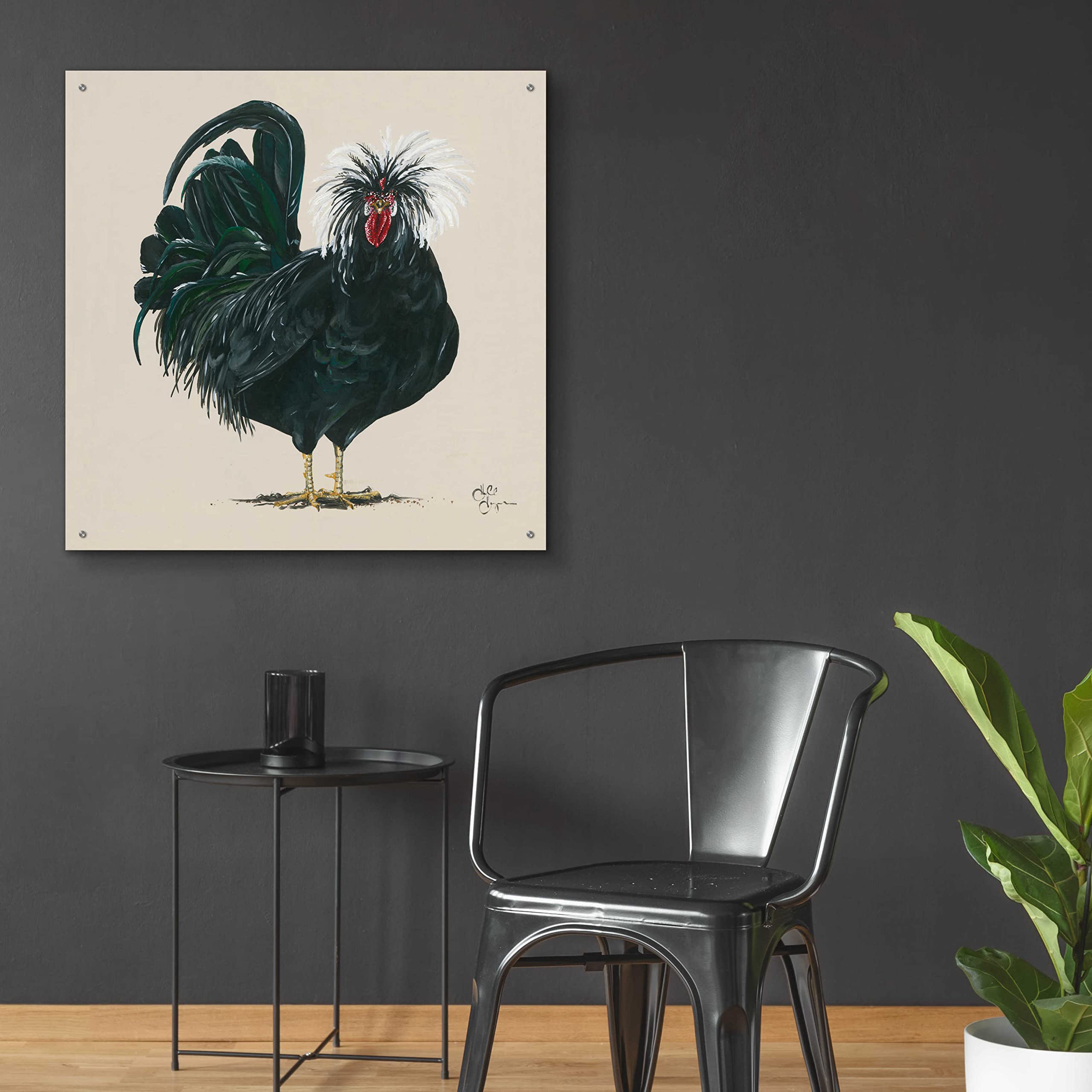 Epic 'Chicken' Acrylic Glass Wall Art by Hollihocks - 36x36 Inches Modern Home Decor for Living Room, Bedroom & Office
