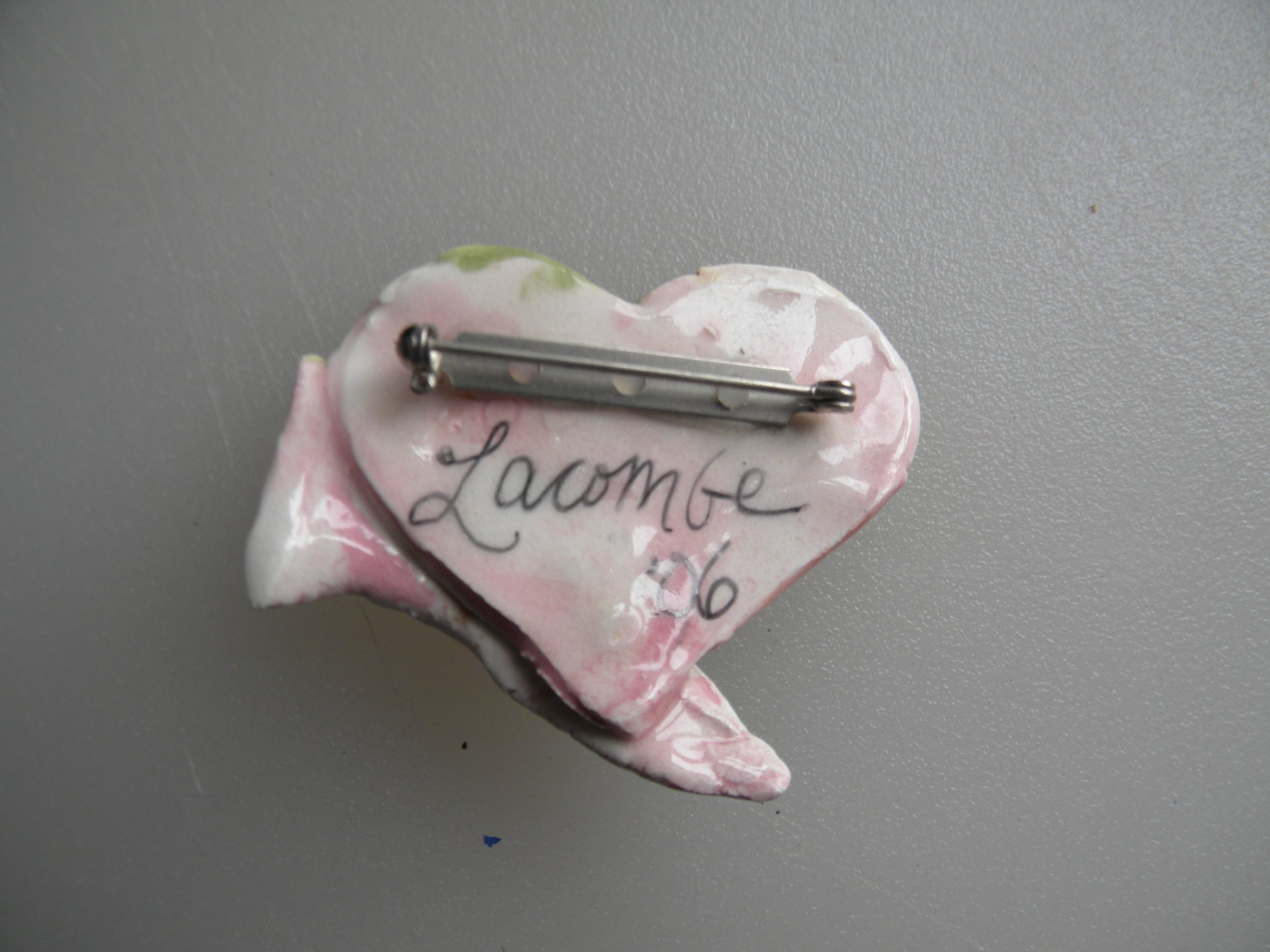 Unique Handmade WhimsiClay 'Flourish Heart' Ceramic Brooch Pin - Perfect for Gifts, Jewelry Accessories & DIY Crafts