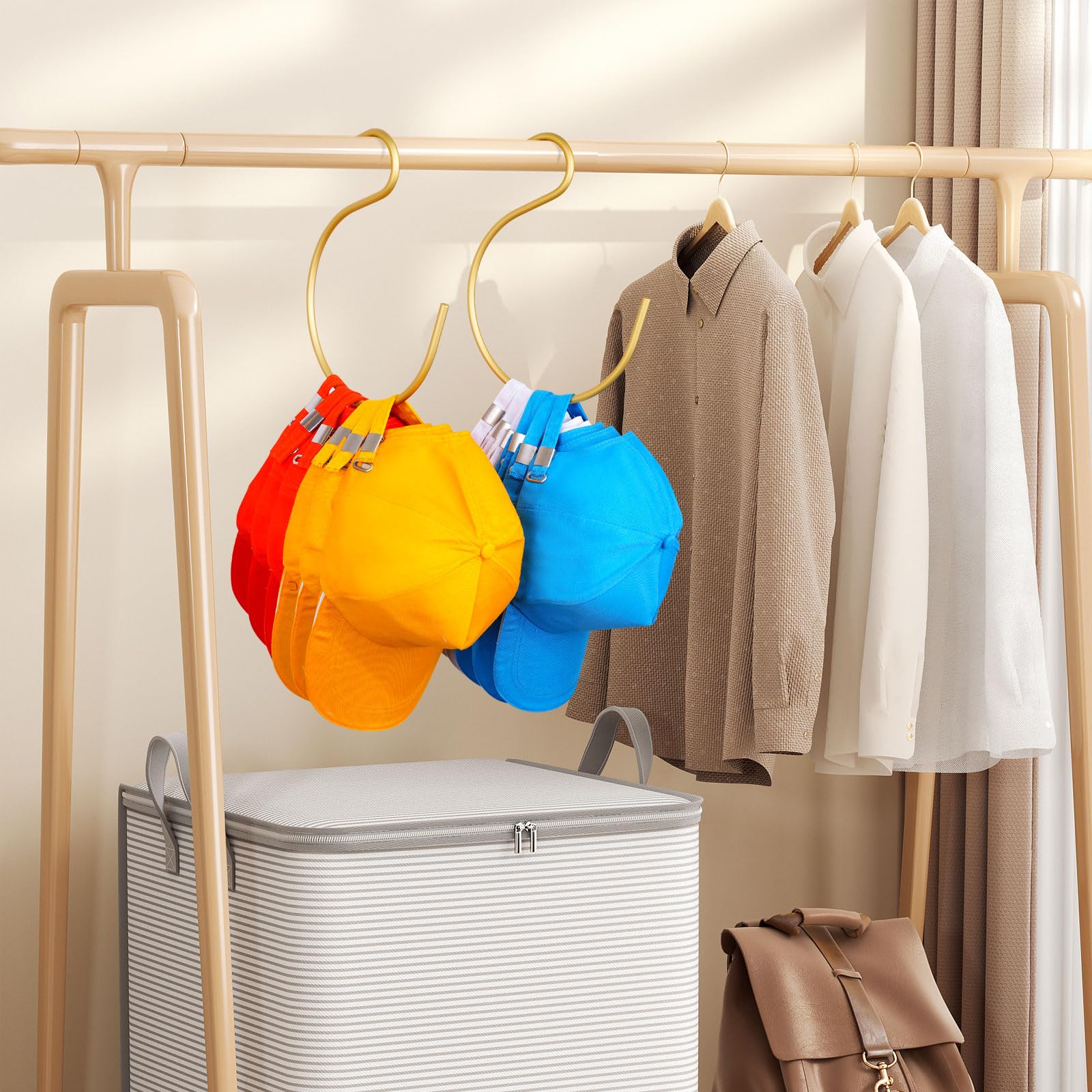 2-Pack Premium Aluminum Cap Rack - Space Saving Hat Hanger for Closet, Sturdy Hat Organizer with Large Capacity (Holds 20 Hats) - Perfect for Bedroom, Closet, or Entryway Storage Organization