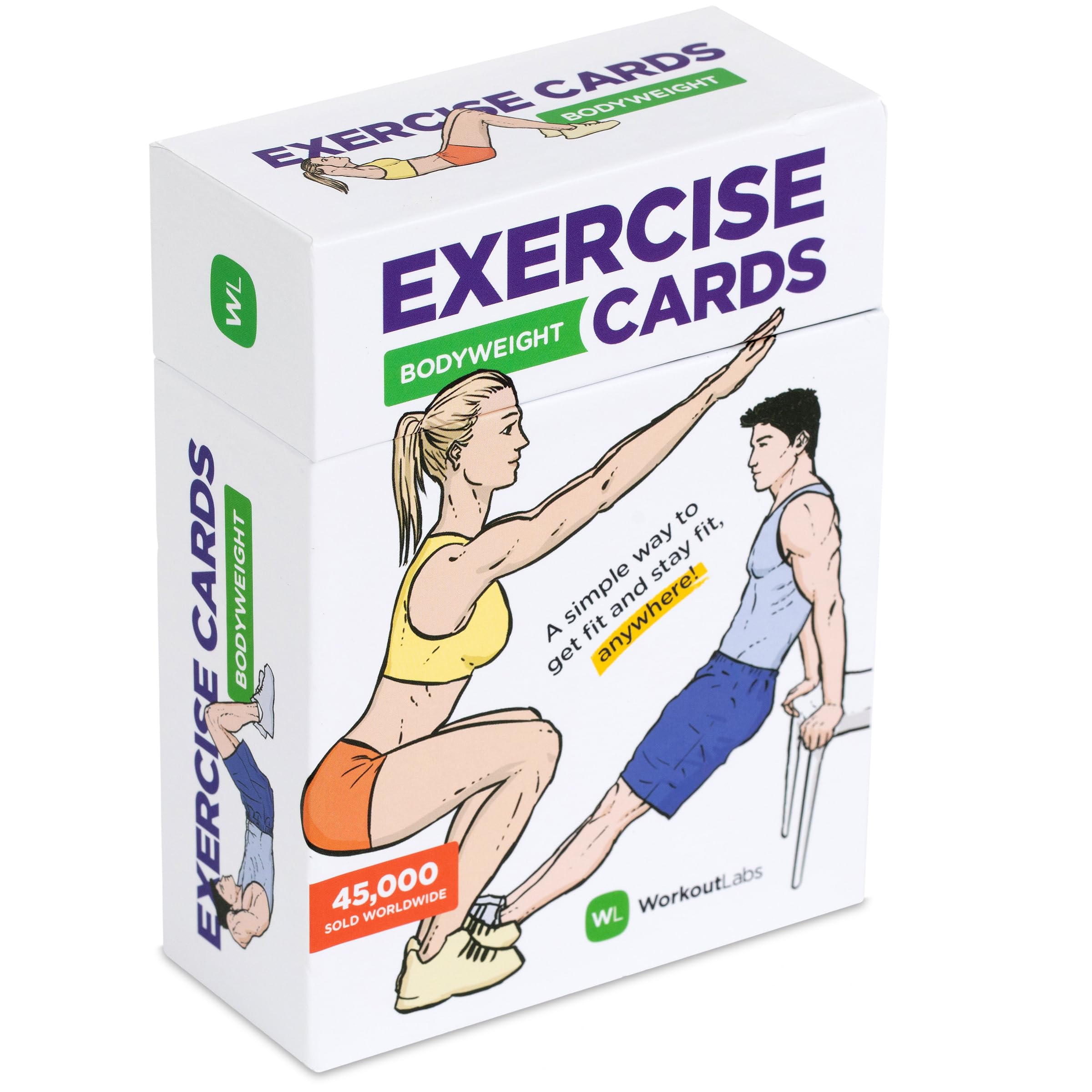 WorkoutLabs Exercise Cards: 60 Bodyweight Exercises & 12 No-Equipment Routines - Premium Waterproof Plastic Fitness Flashcards for Home & Gym Workouts (Men & Women) - Perfect for Travel, Small Spaces & Quick Workout Sessions