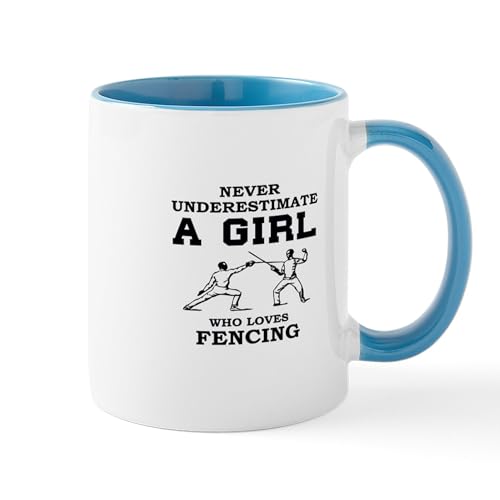 White/Blue Inside - Never Underestimate A Girl Who Loves Fencing Mugs