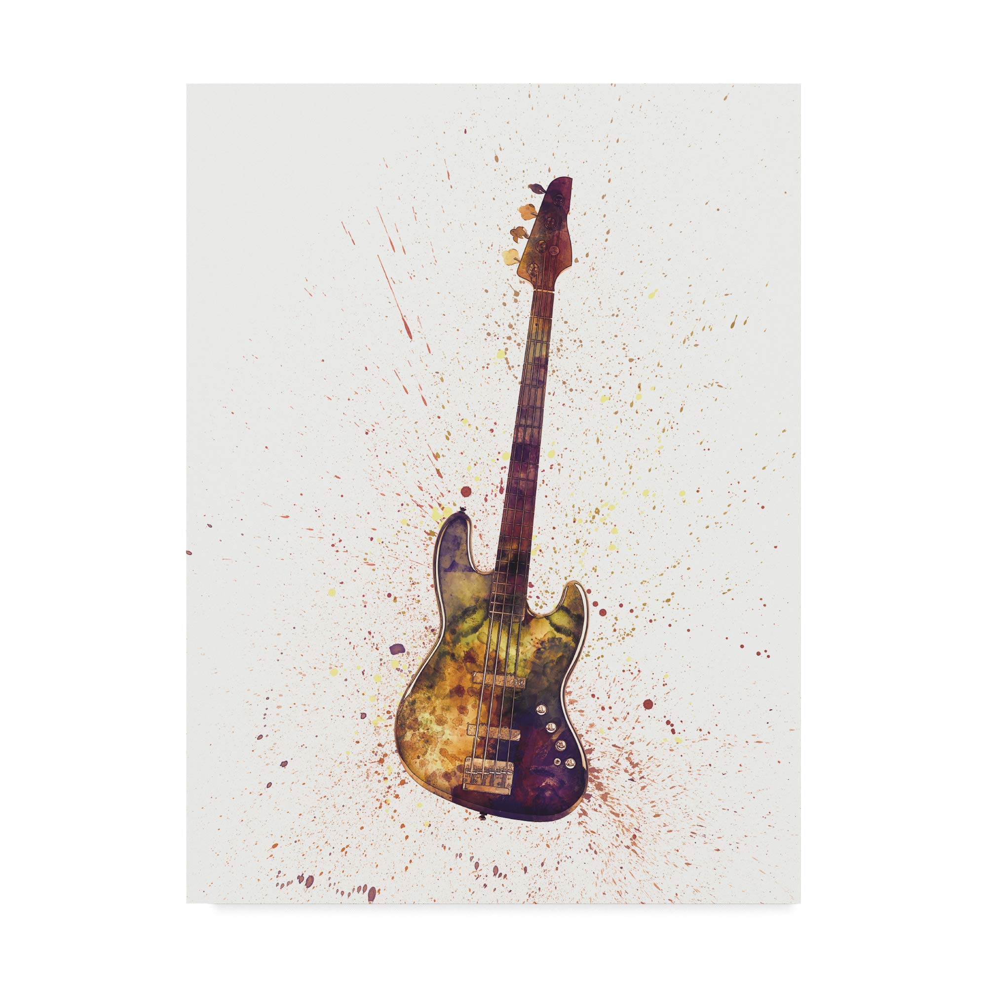 Michael Tompsett Electric Bass Guitar Abstract Watercolor Art Print - 24x32 Inches - Modern Music Decor for Home, Office & Studio