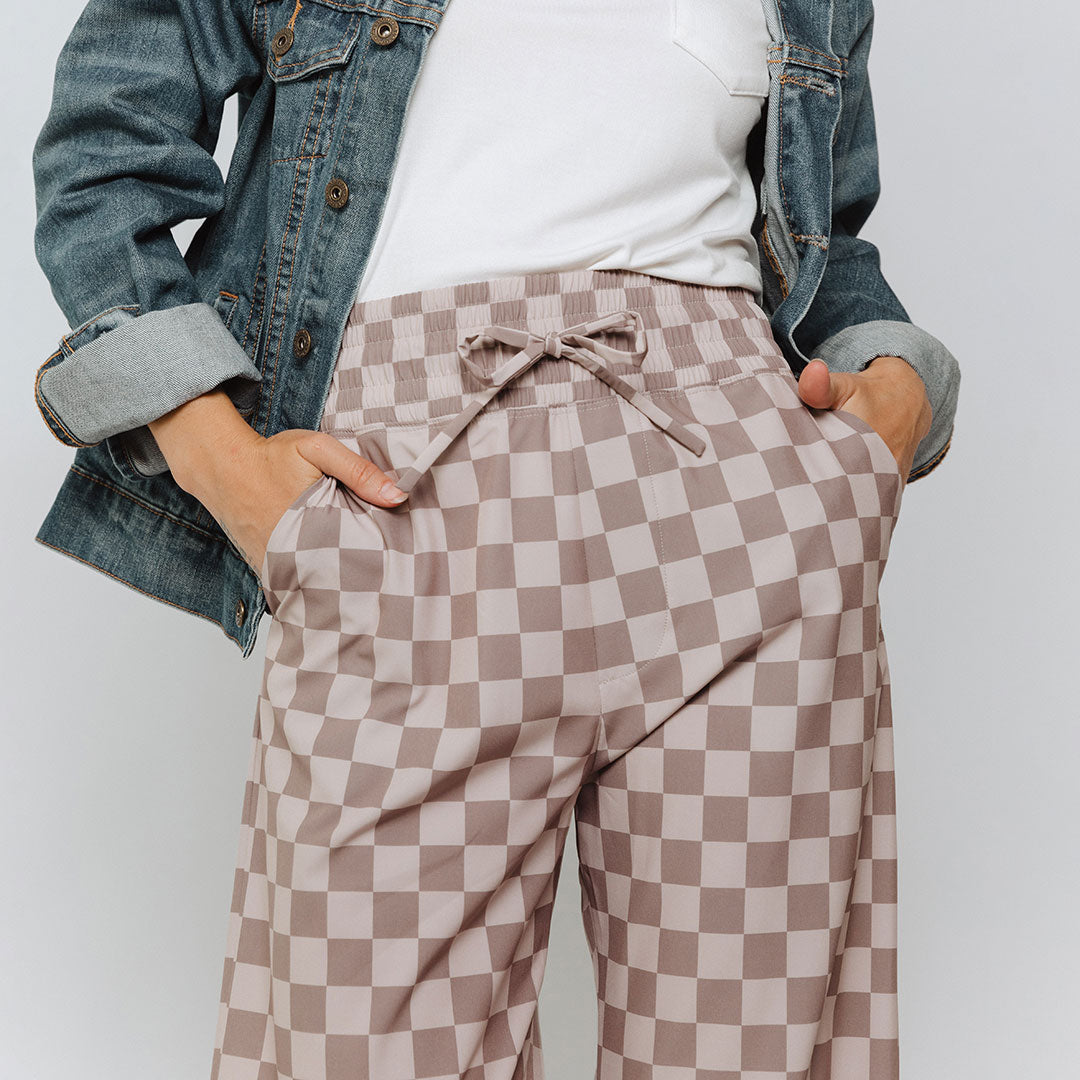 Stylish Audrey Checkered Brown Trousers for Women - Perfect for Office Wear & Casual Outfits