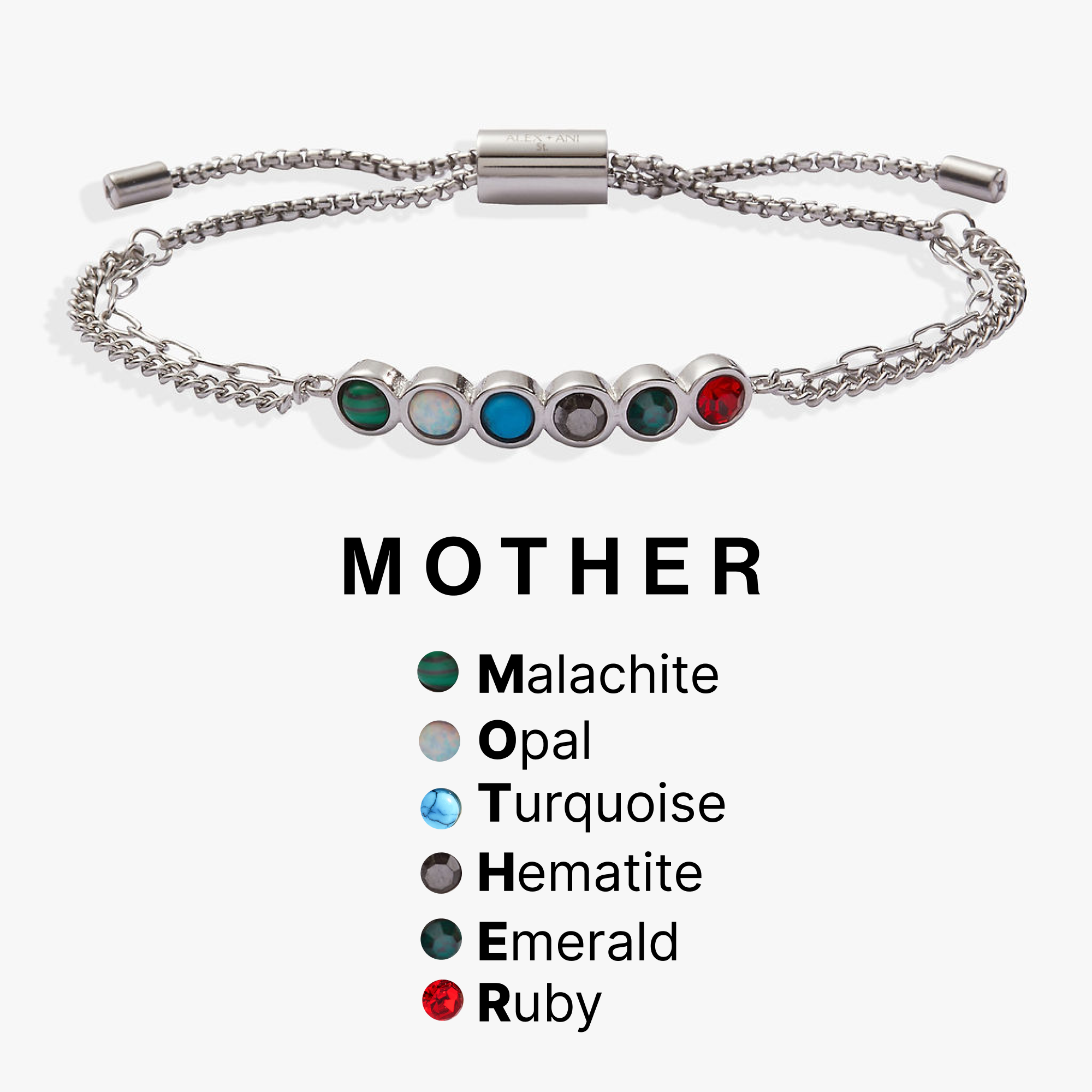 Hidden Message 'Mother' Acrostic Bolo Bracelet - Unique Personalized Jewelry Gift for Mom, Birthday, Mother's Day - Perfect for Special Occasions & Everyday Wear