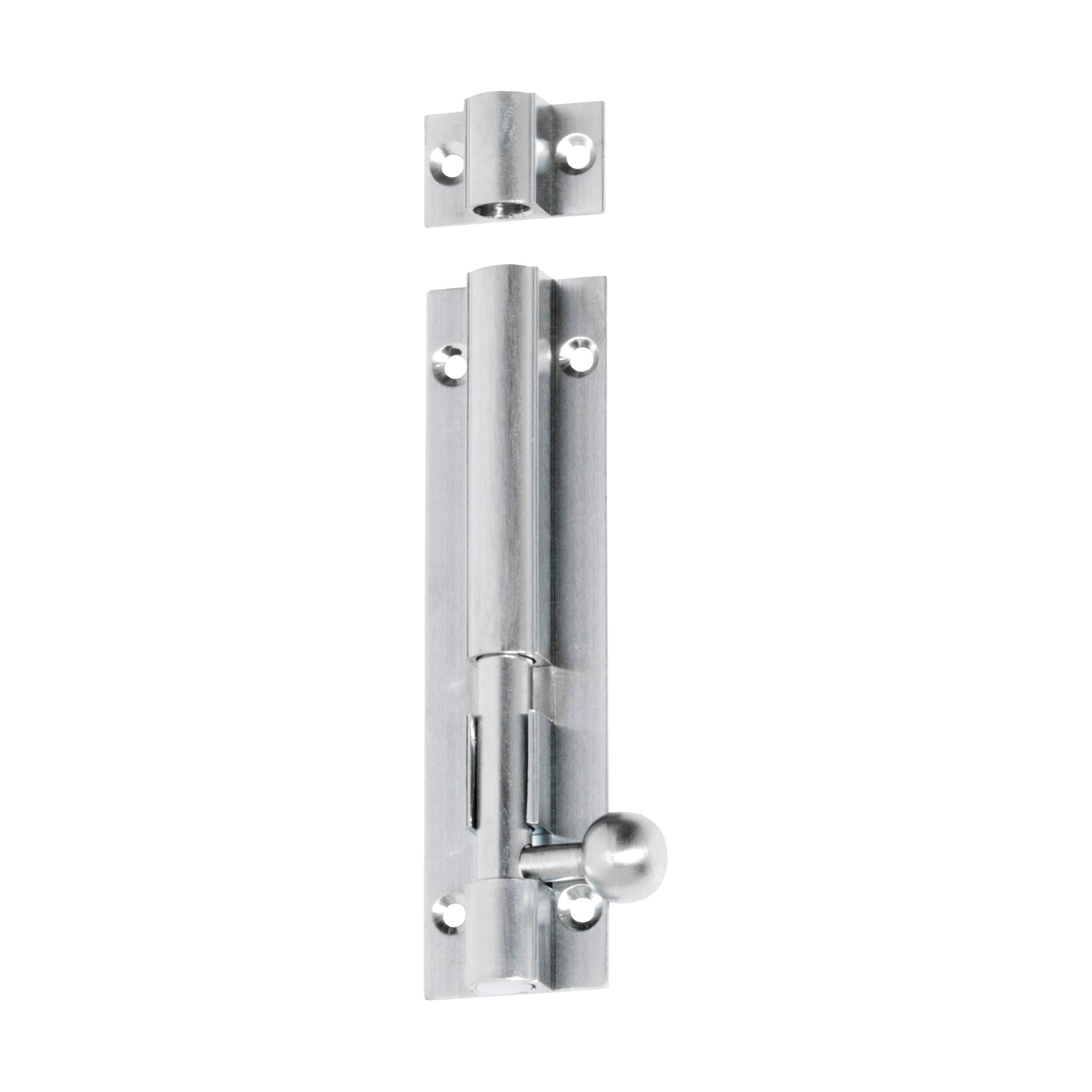 1424 Barrel Bolt Satin Chrome Finish - 100mm Length x 25mm Width - 7.5mm Bolt Size - Perfect for Doors, Cabinets, Gates & Furniture Security