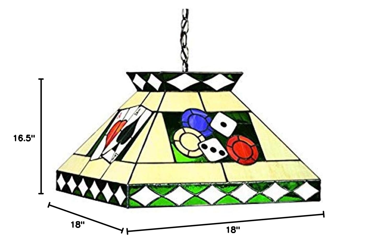 Tiffany Style Stained Glass Poker Pendant Light - Elegant Home Decor for Living Room, Bar, or Game Room
