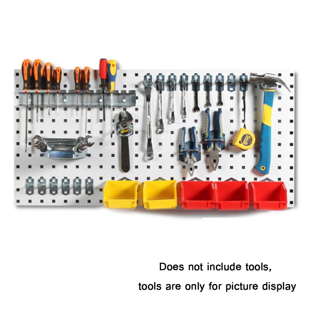 Heavy Duty Metal Pegboard Organizer - 60x100cm White Wall Mounted Tool Holder Panel for Garage, Workshop, Home Office & Shed | Perfect for DIY Projects, Tool Storage & Space Organization