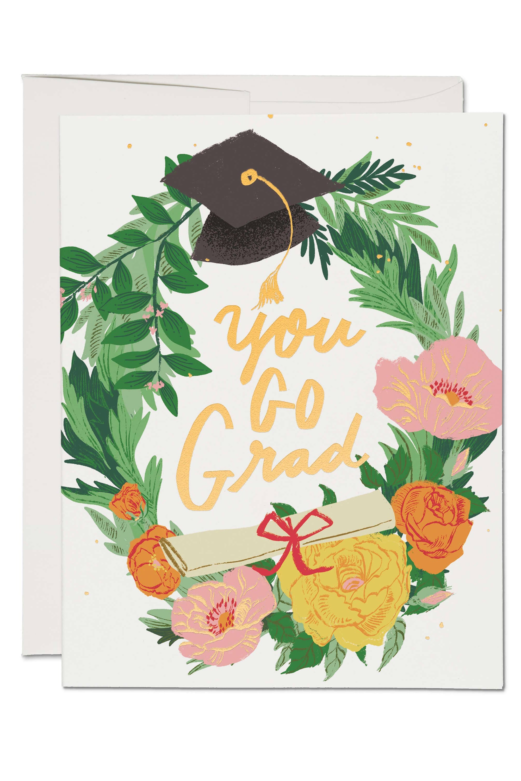 You Go Grad Graduation Wreath Card - Perfect for College Graduation Parties, Commencement Decor & Congratulations Gifts