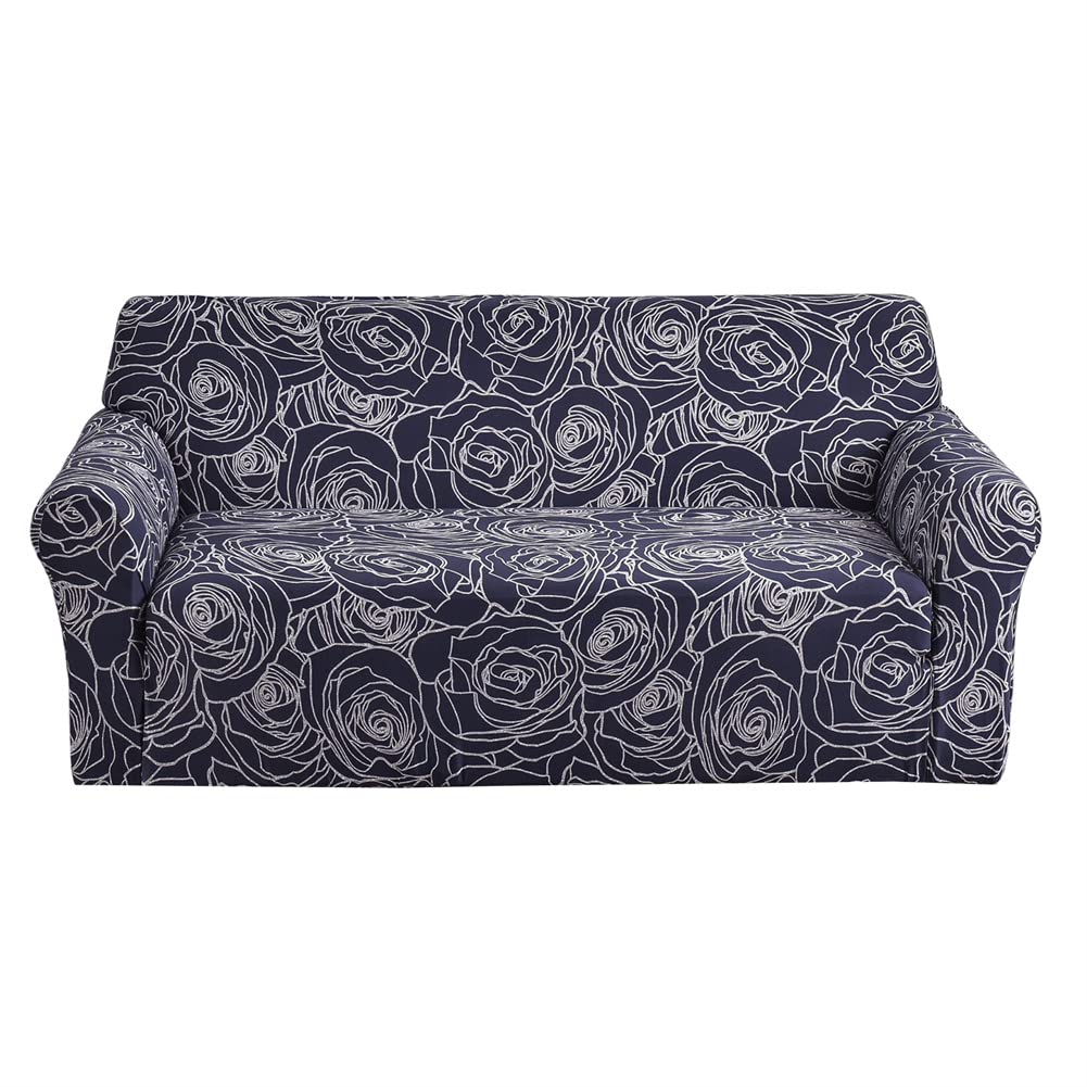 FUANGUI Stretch Sofa Cover - Non Slip Spandex Couch Slipcover with Elastic Bottom & Free Pillowcase (Size L, 17