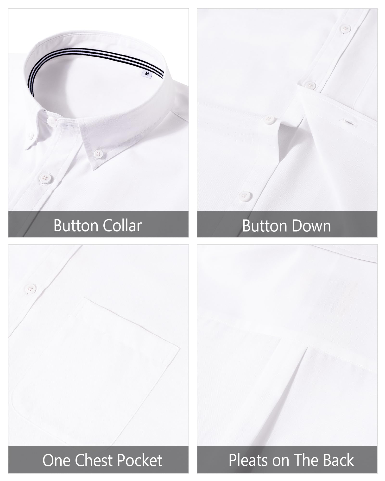 J.VER Men's Classic Oxford Shirt - Solid Color Casual Button Down Collar Long Sleeve Dress Shirt with Chest Pocket | Office Wear, Business Casual & Smart Outfits