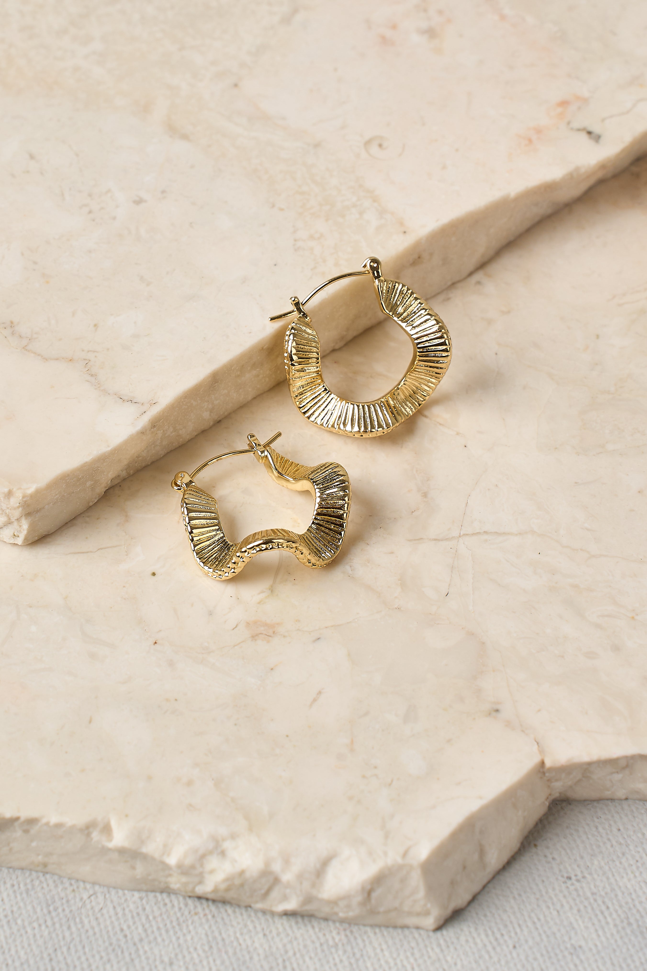 Elegant Gold Sculptural Hoop Earrings for Women - Trendy Statement Jewelry for Parties, Weddings & Everyday Wear