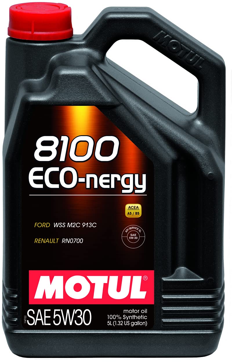 Motul 102898 8-Pack 8100 ECO-nergy 5W-30 Full Synthetic Motor Oil - 5 Liter Bottles for Cars, Trucks & SUVs - Improved Fuel Efficiency & Engine Protection
