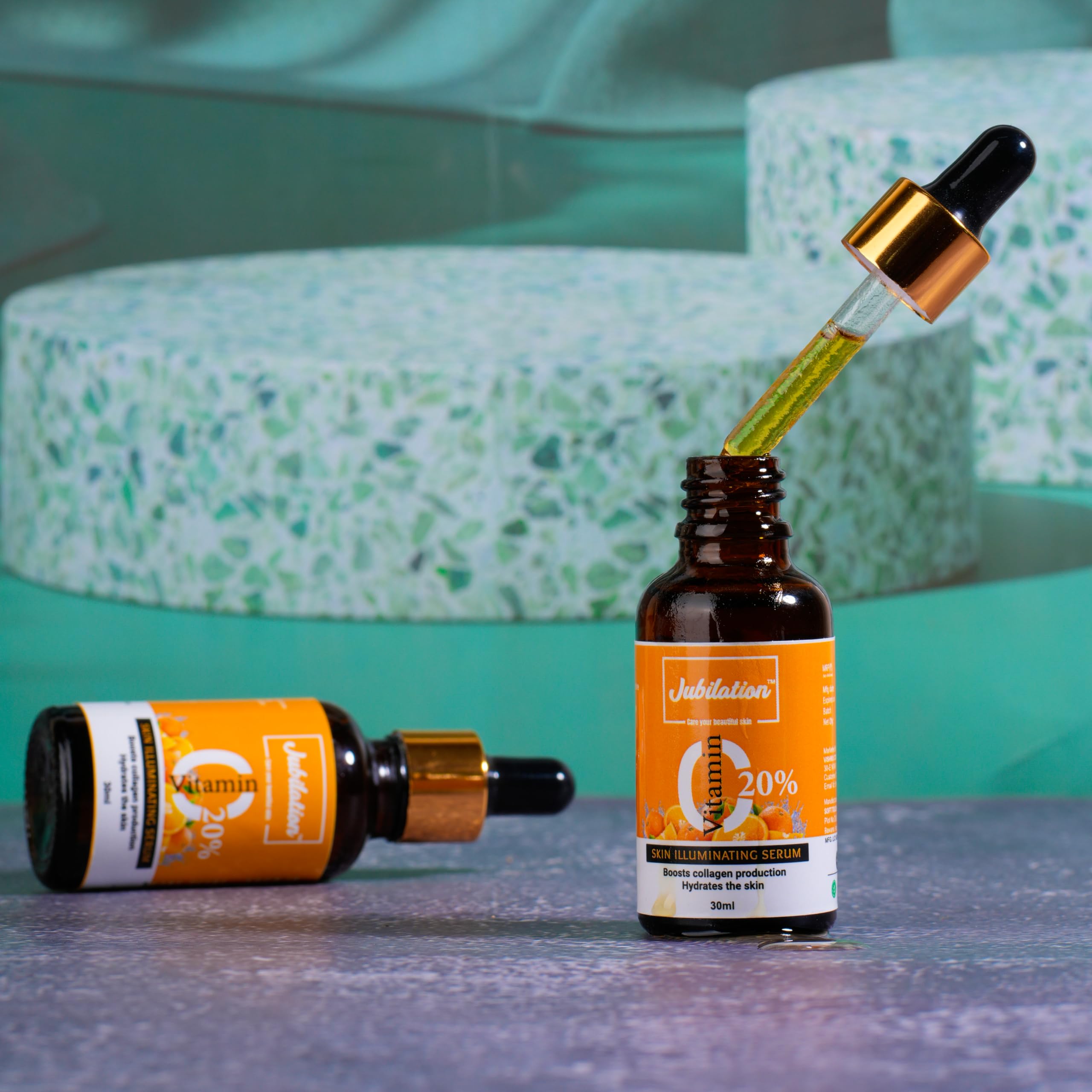 Jubilation 20% Vitamin C Face Serum for Glowing Skin - Dark Spot Corrector, Pigmentation & Acne Scar Treatment - Brightens Dull Skin & Sun Protection - Best Vitamin C Serum for Oily Skin - Suitable for Men & Women - 30ml - Perfect for Daily Skincare Routine & Anti-Aging Care