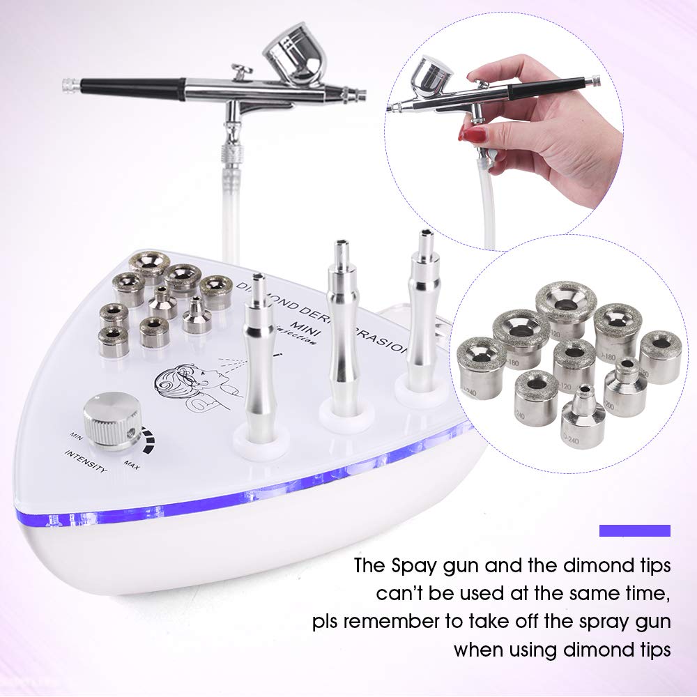 Professional Diamond Microdermabrasion Machine with Spray Gun - 3-in-1 Dermabrasion Facial Kit for Estheticians & Home Use - Exfoliation, Hydration & Skin Rejuvenation for Face & Body Care