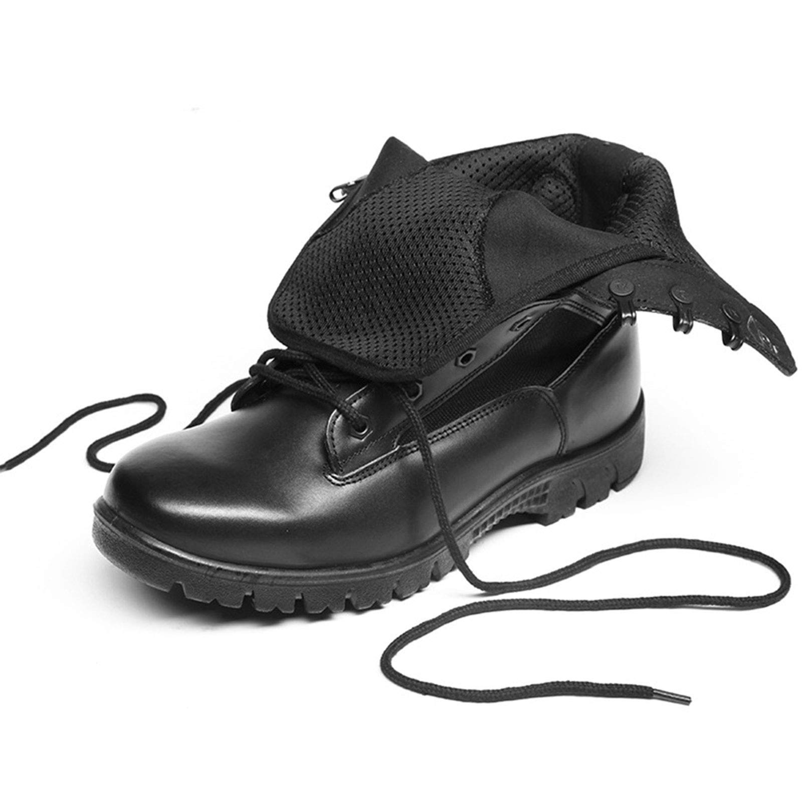 Men's Army Military Tactical Boots - Black Leather Waterproof Work Safety Shoes for Spring & Autumn | Durable Casual Boots for Outdoor, Hiking, Work & Everyday Wear | Size 46