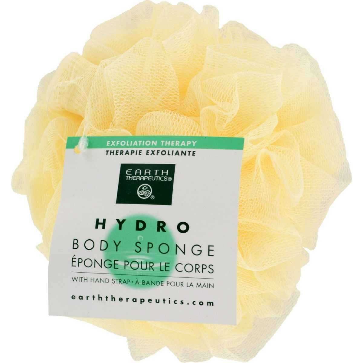 Earth Therapeutics Hydro Body Sponge with Hand Strap - Exfoliating Bath Sponge for Shower & Bath, Natural Loofah for Smooth Skin Care & Cleansing - Perfect for Spa, Home & Travel Use