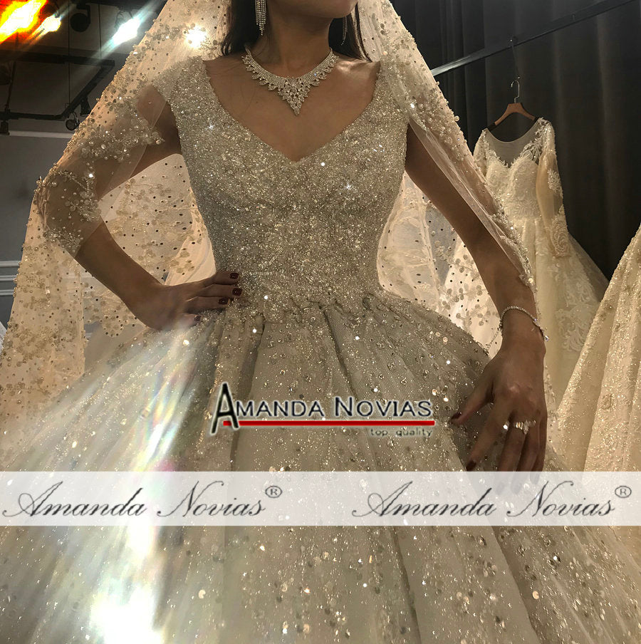 2021 Heavy Beading Luxury Wedding Dress - Elegant Bridal Gown with Intricate Beadwork for Church, Ballroom & Outdoor Weddings