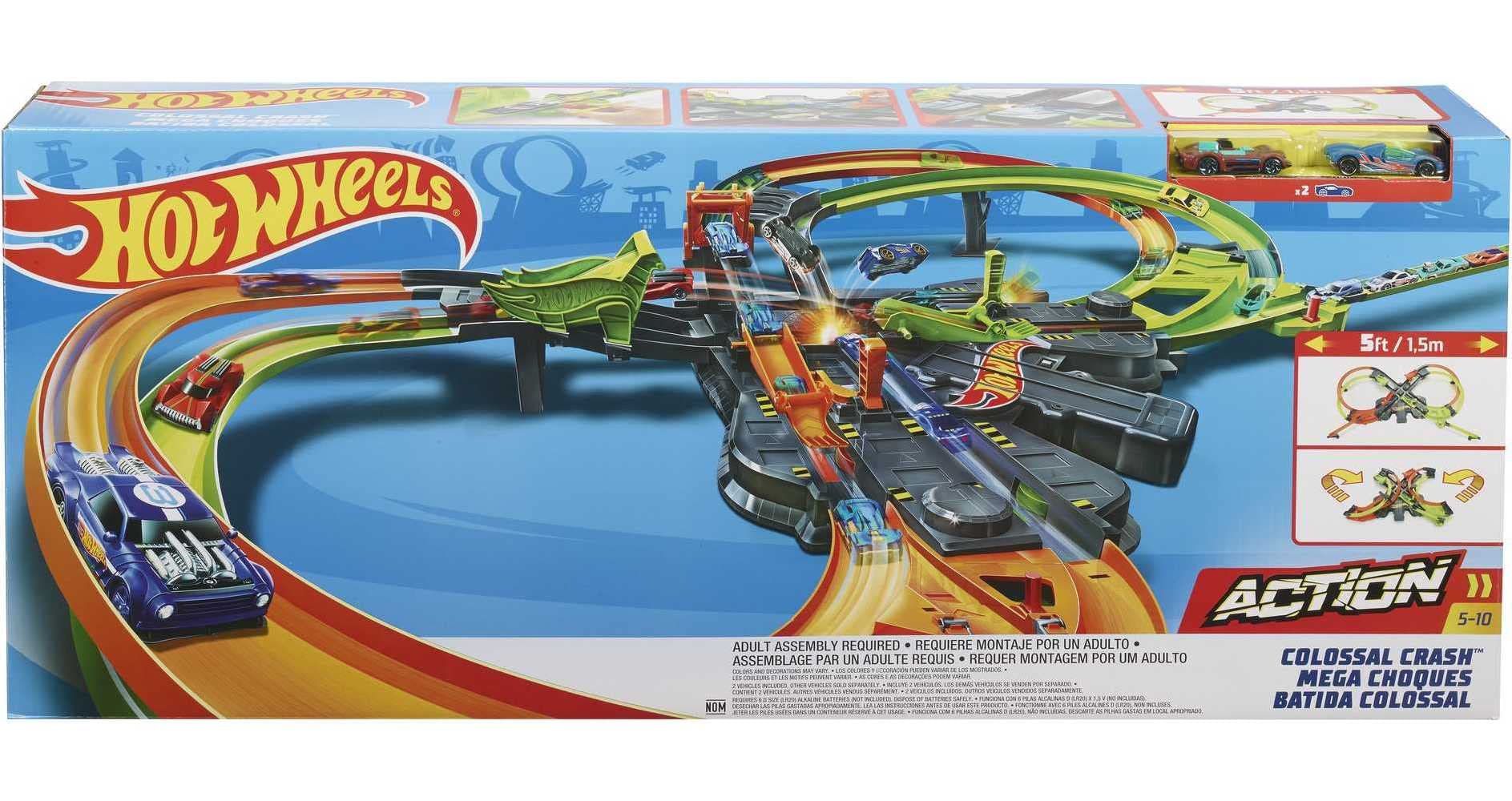 Hot Wheels Colossal Crash Figure 8 Track Set - Competitive Racing Toy with Aerial Stunts for Kids Ages 5+ | Perfect for Birthday Gifts, Playroom Fun & Family Game Nights