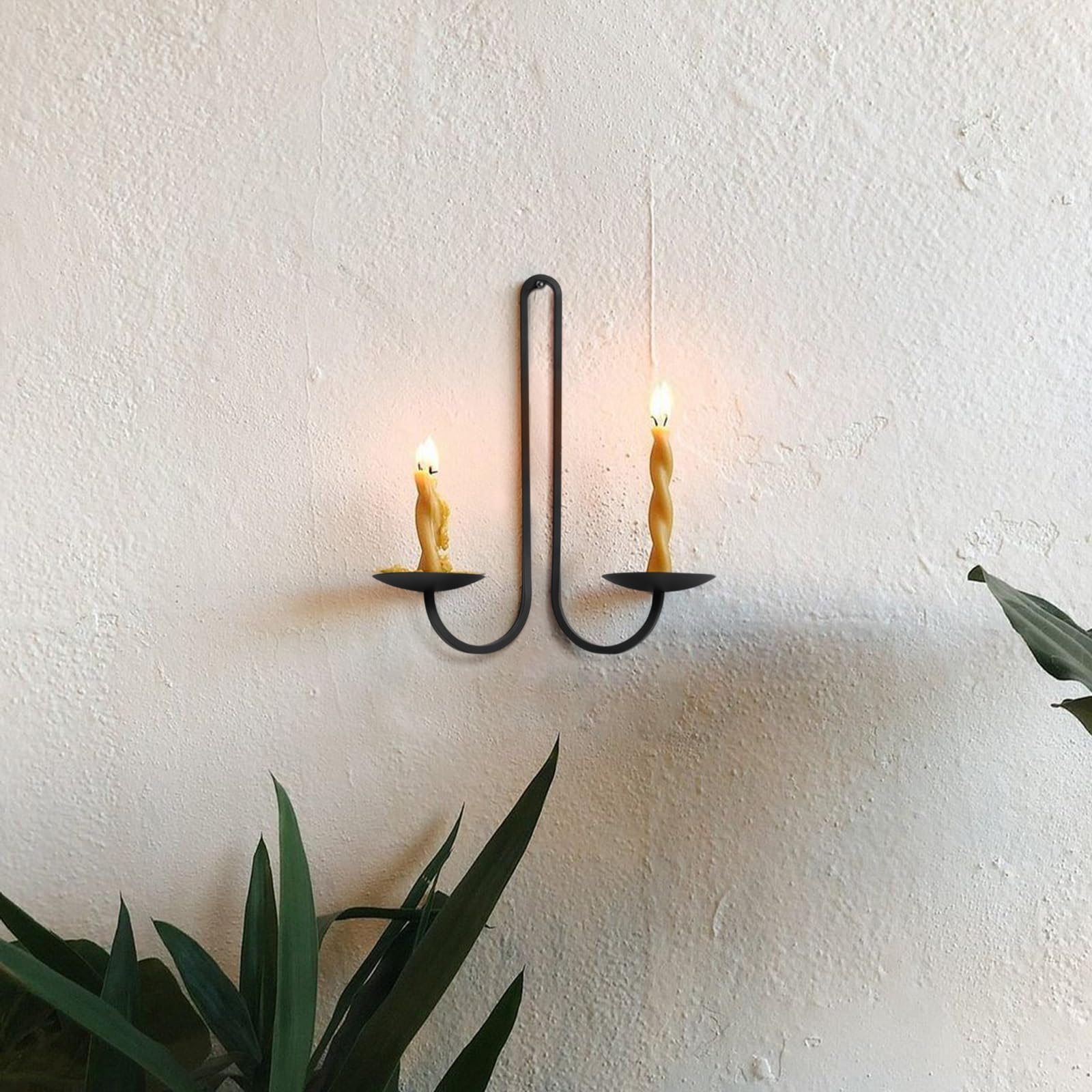 Libra Style Wall Candle Holder Set of 2 - Black Wrought Iron Hanging Candle Sconces for Living Room, Dining Room & Fireplace Decor - Elegant Housewarming Gift for Home Wall Decoration | Perfect for Romantic Dinners, Cozy Evenings & Holiday Ambiance