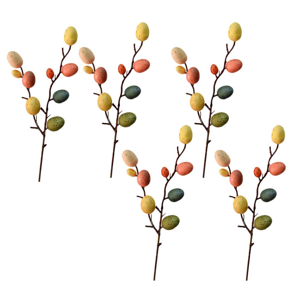 FOMIYES 5pcs Easter Egg Tree Branches - Colorful Fake Eggs Bouquet, Spring Flower Arrangement Picks for Home Decor, Party & Easter Celebration - Perfect for Table Centerpieces, DIY Crafts, and Seasonal Displays