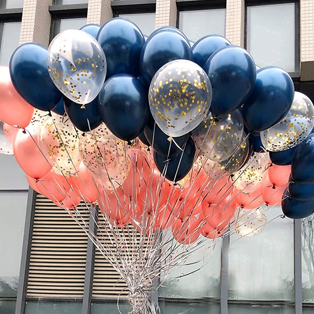 Navy Blue & Rose Gold Balloons - Elegant Bridal Shower, Gender Reveal, Birthday & Wedding Decorations | Perfect for Baby Showers, Parties & Special Events