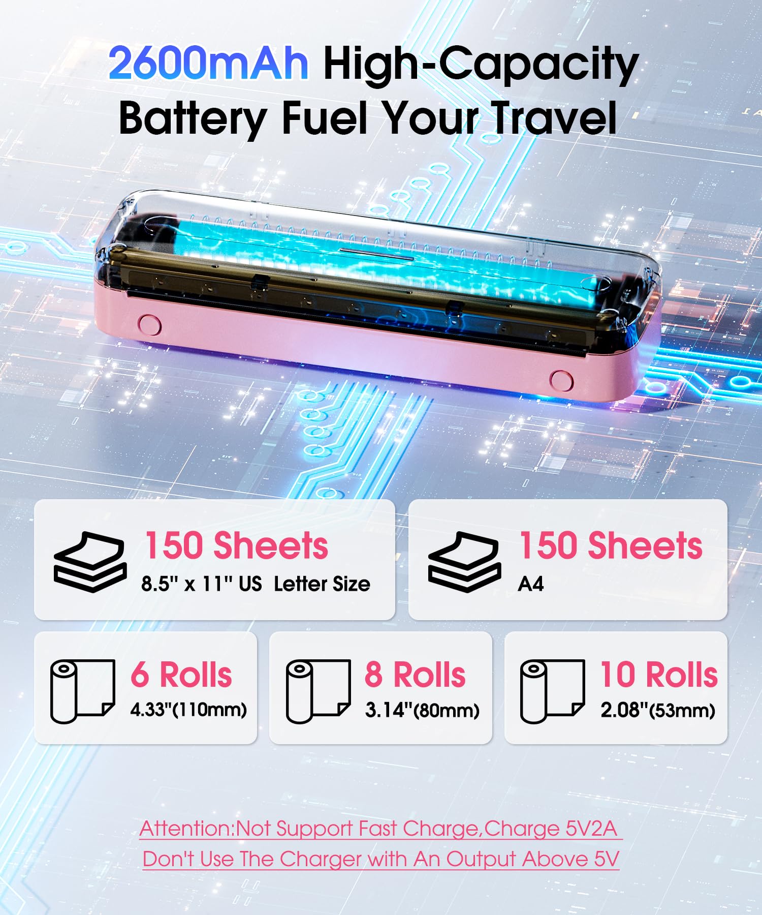 Phomemo M832 Wireless Thermal Inkless Printer - Portable Bluetooth Mobile Printer for Travel, Home & Office, Supports 8.5