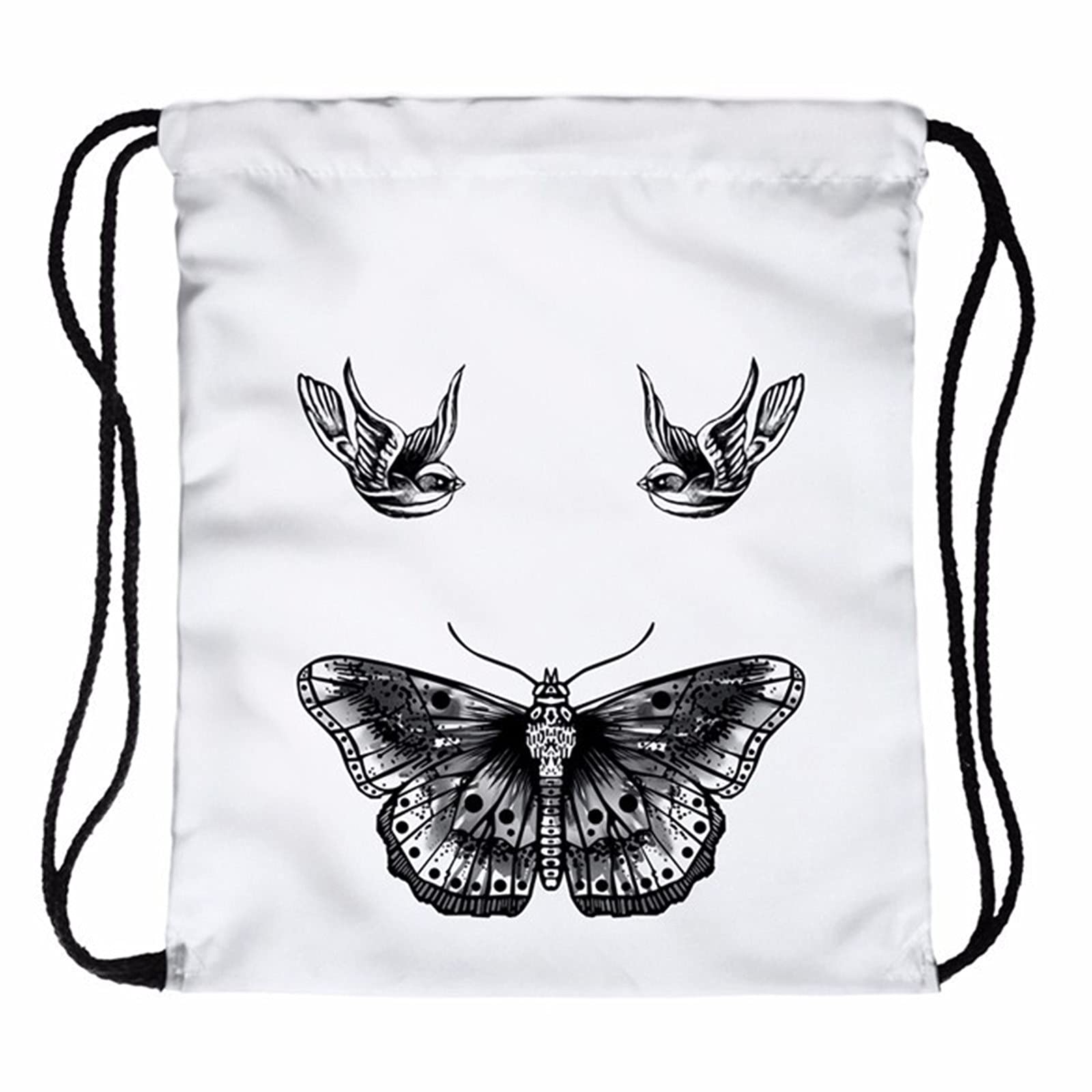 Sandistore 3D Printed Drawstring Tote Backpack - Waterproof Laundry Storage Bag for Travel, Gym & Home Organization (White, One Size) - Perfect for College Dorm, Camping & Sports Equipment Storage
