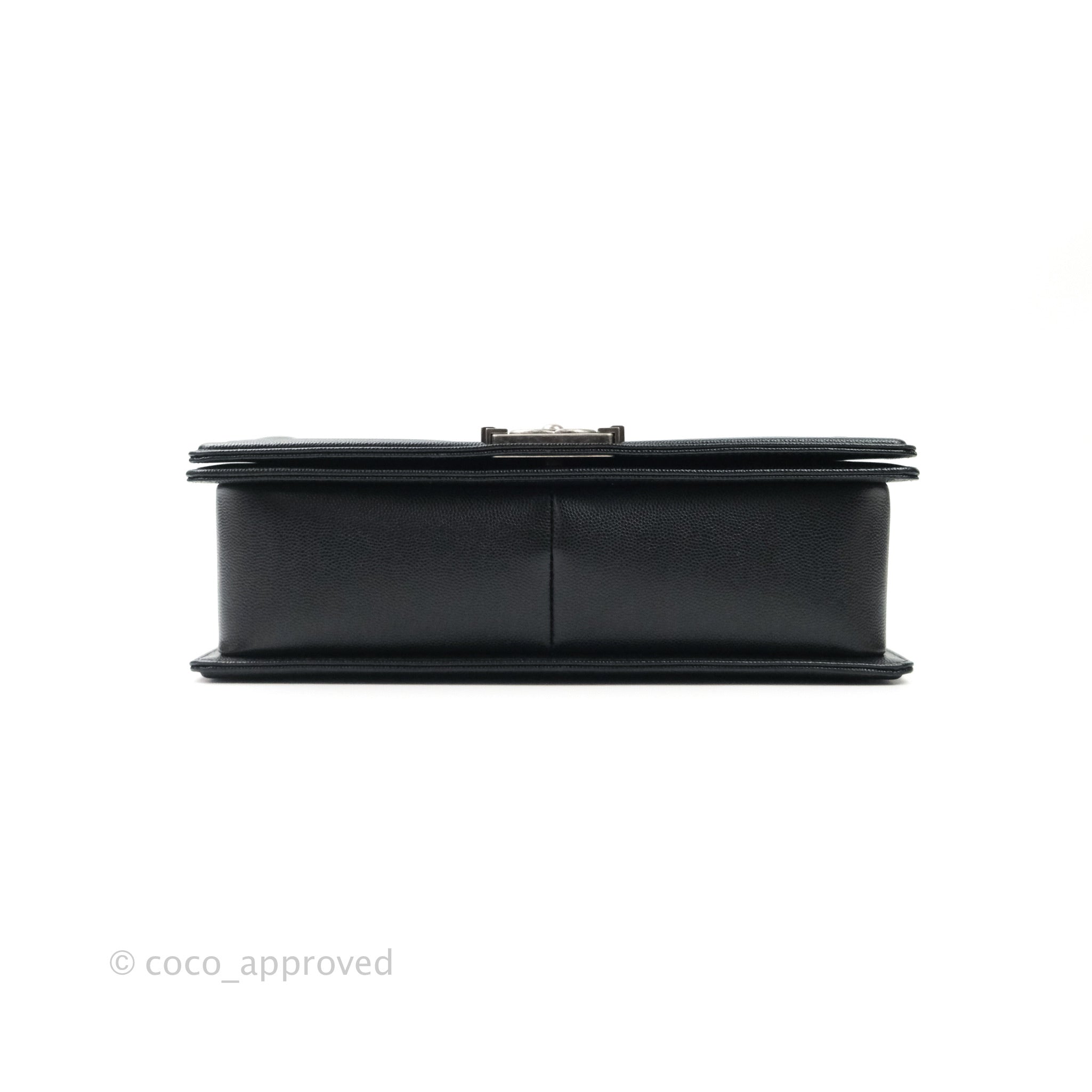 Chanel Boy New Medium Quilted Black Caviar Leather Bag with Ruthenium Hardware - Luxury Crossbody Purse for Women, Perfect for Evening Events & Daily Use