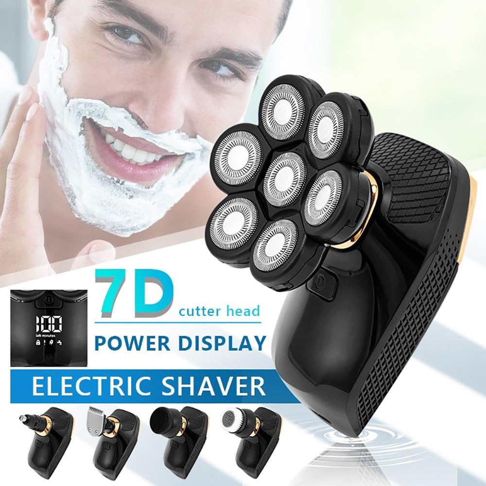 5-in-1 Electric Head Shaver for Men - Waterproof Bald Head Trimmer with LED Display, Wet/Dry Shaving for Smooth Results | Perfect for Travel, Gym & Daily Grooming Routine