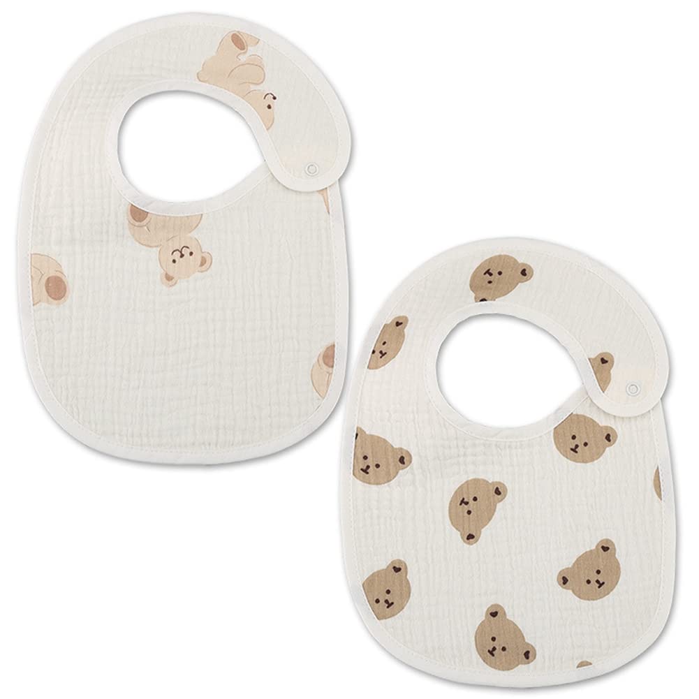 ISAKEN 2 Pack Waterproof Baby Bibs - Soft Bandana Drool Bibs & Burp Cloths for Newborns, Infants & Toddlers - Perfect for Feeding, Teething & Messy Playtime