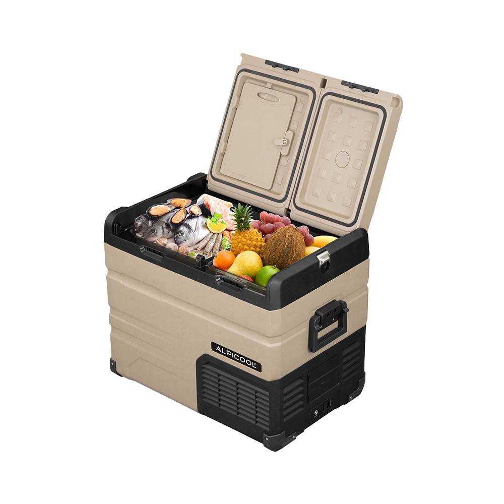 Alpicool TA45 12V Portable Car Refrigerator - 45L Dual Door Dual Zone Freezer for Camping, Road Trips & Outdoor Adventures - Compact Fridge for Food, Drinks & Medication Storage