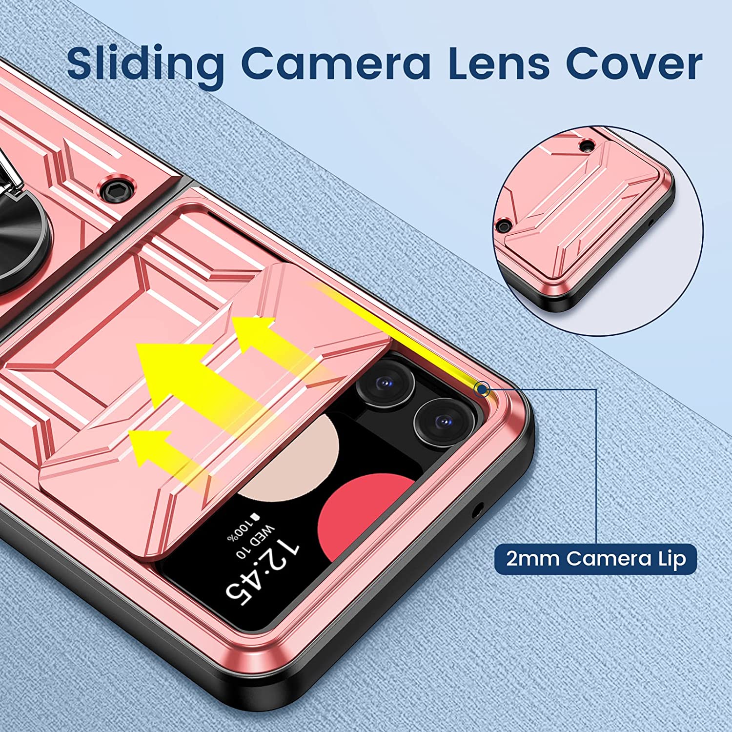 Samsung Galaxy Z Flip 4 Kickstand Case with Slide Camera Protection - Perfect for Hands-Free Viewing & Selfies