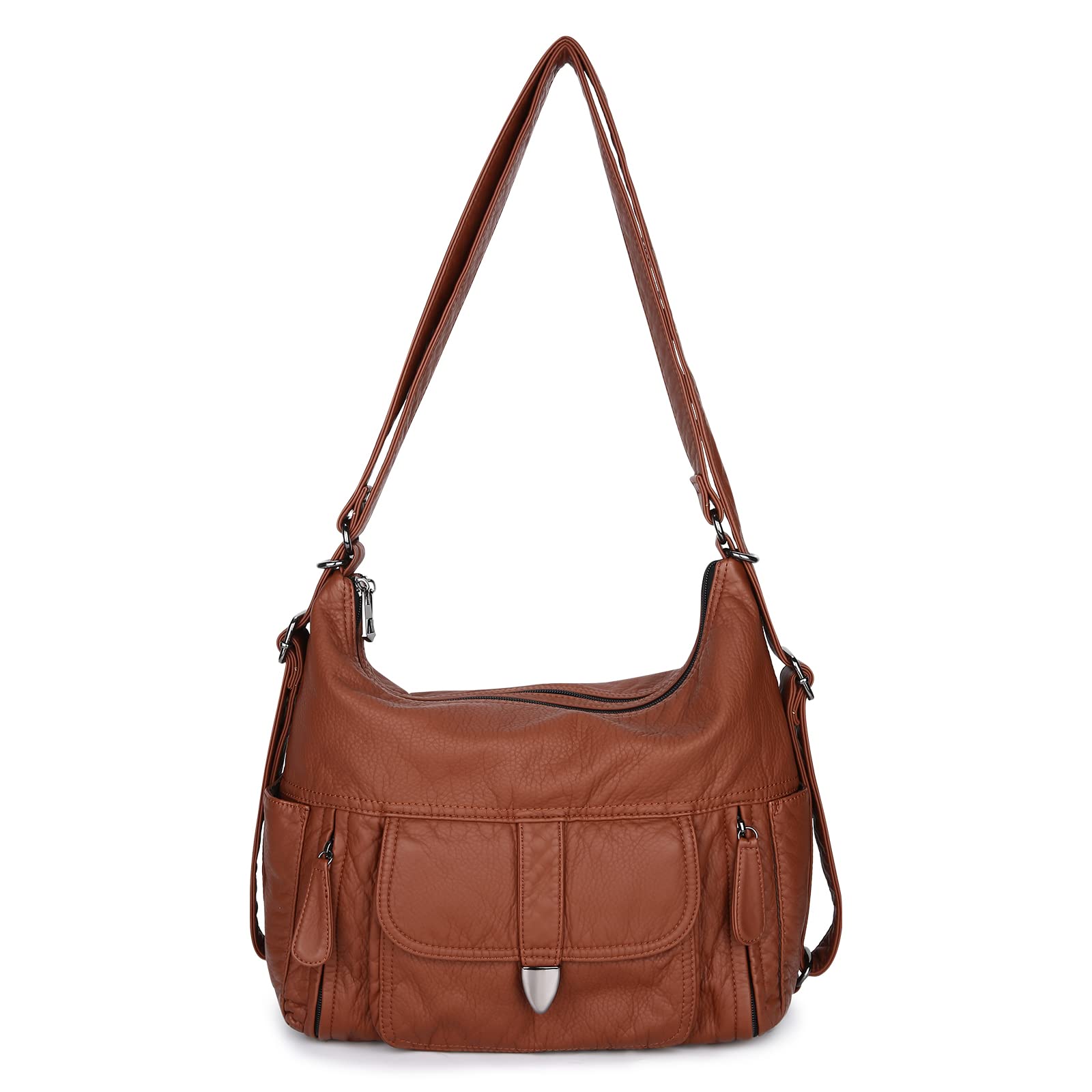 UBORSE Women's Large Hobo Bag - Genuine Washed PU Leather Satchel Shoulder Bag with Top Handle - Stylish Tote for Work, Travel & Everyday Use