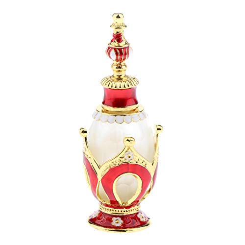 Vintage Crown Pattern Refillable Perfume Bottle - Empty Glass Container with Red & Gold Design for Women's Fragrance, Gift, Travel & Home Decor