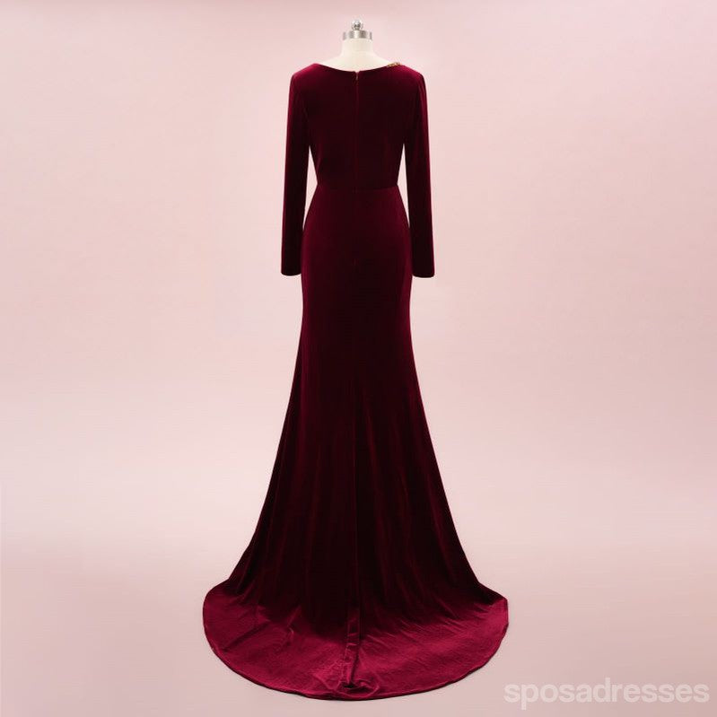 Elegant Mermaid Dark Red V-Neck Maxi Long Party Prom Evening Dress - Formal Gowns for Homecoming, Wedding Guest & Special Occasions